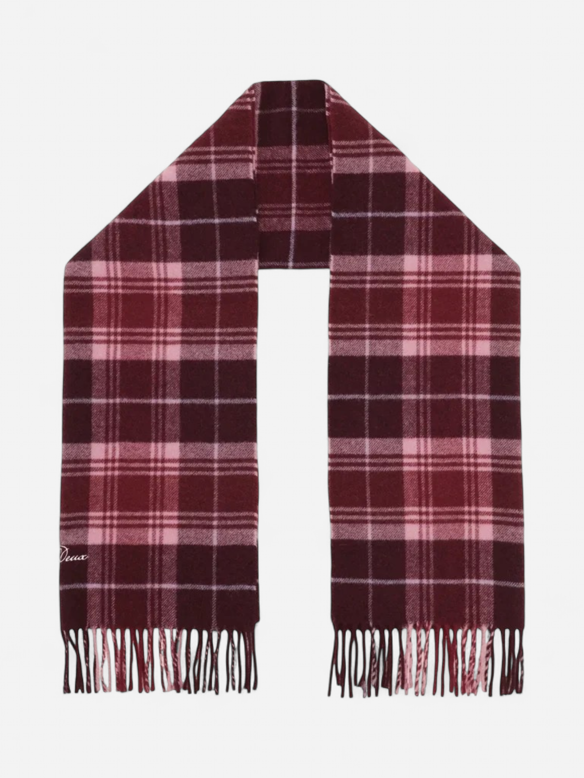 Les Deux miesten huivi Signature Check Scarf, viininpunainen ruutu - Kekäle.fi