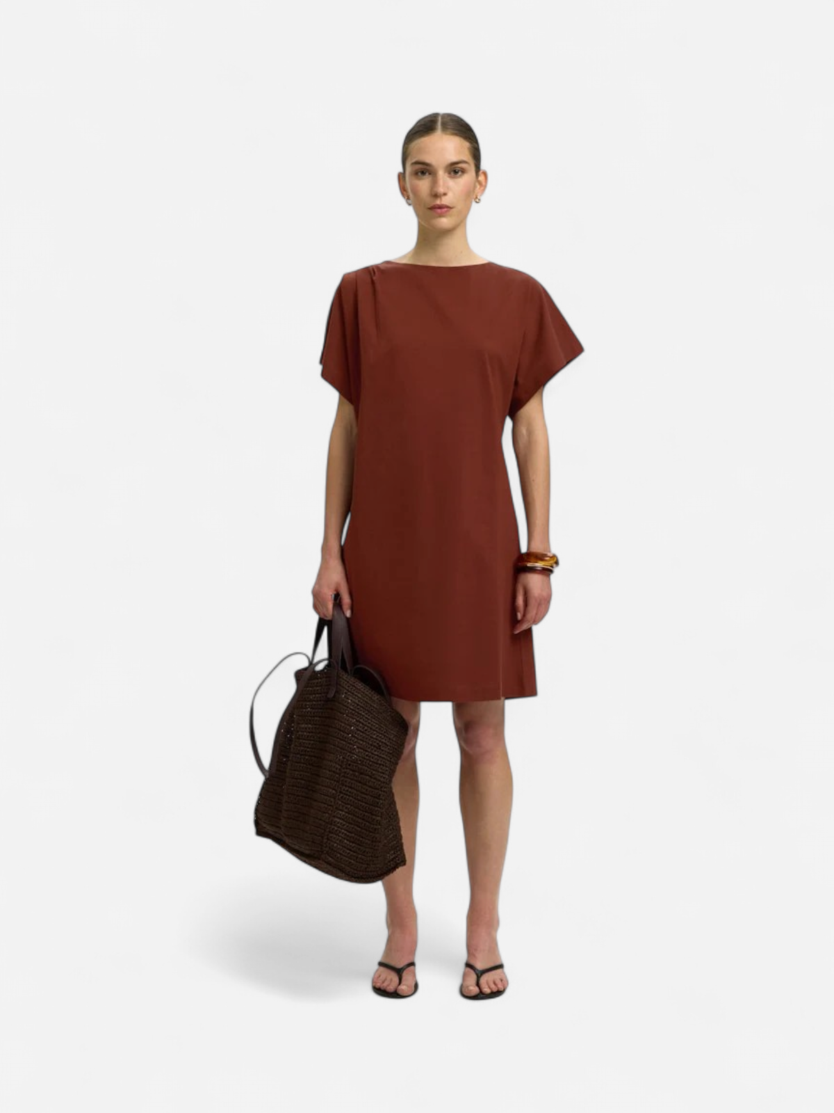 SLFCALLI SS SHORT DRESS Cherry Mahogany - Kekäle.fi
