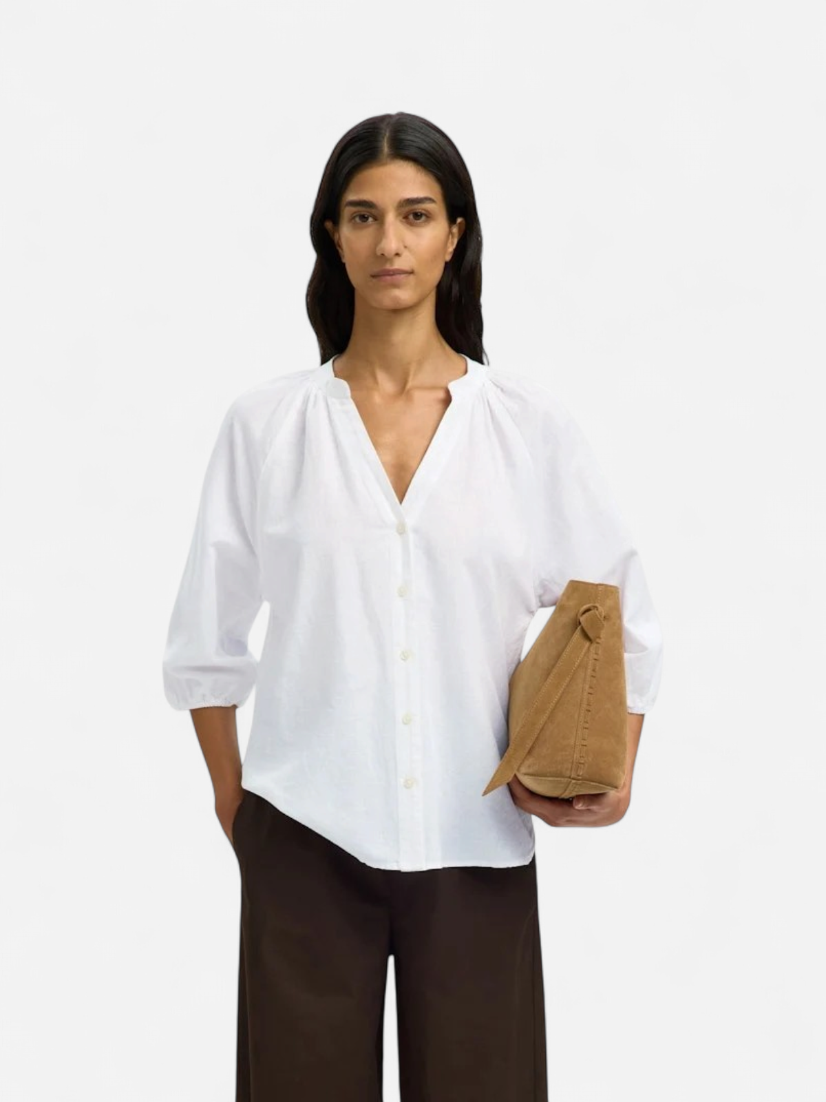 Selected Femme naisten pusero SLFCleo-Alberta Linen Blend Shirt, valkoinen - Kekäle.fi