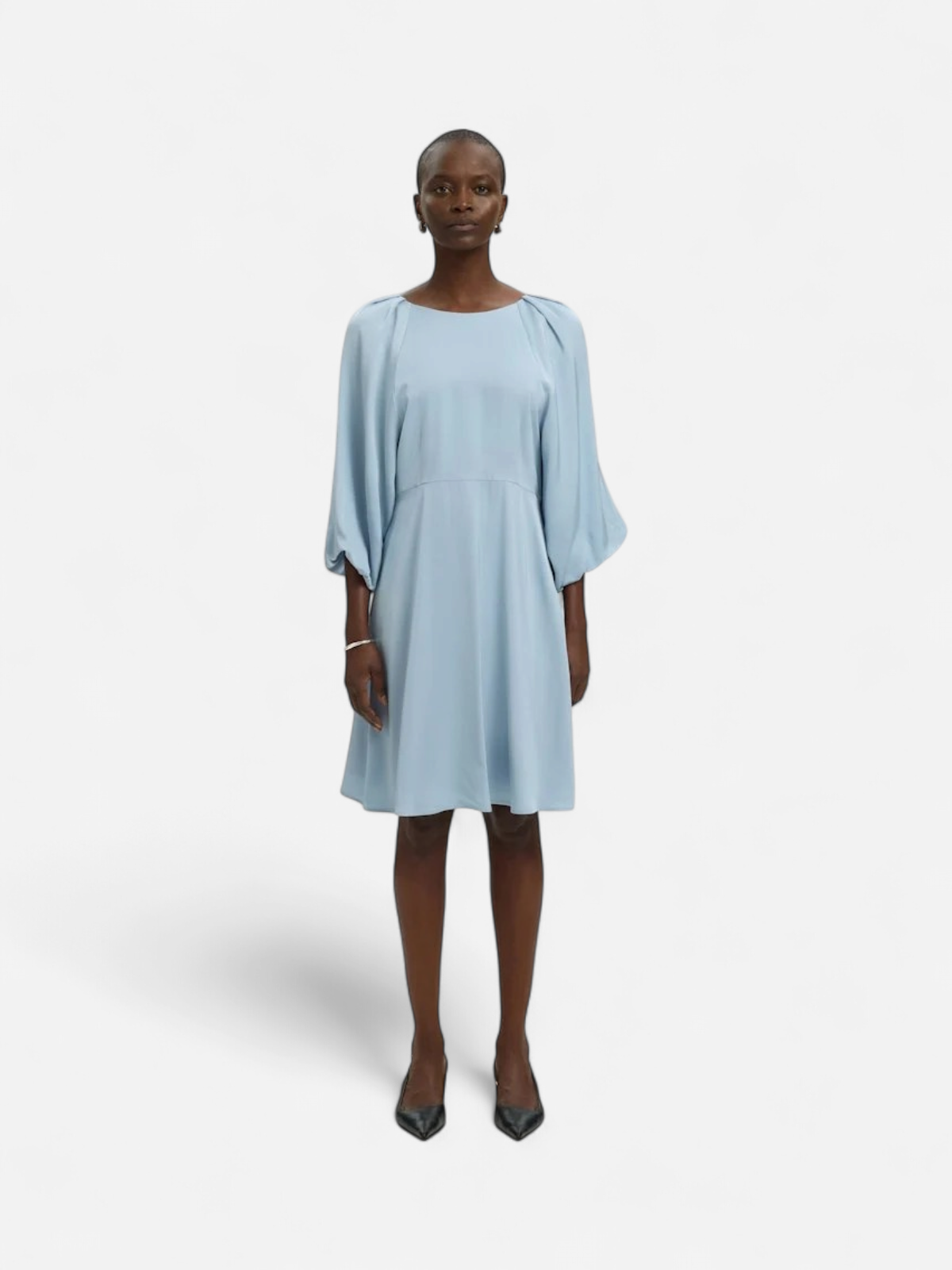 Selected Hemme naisten mekko SLFLaurina 3/4 Short Dress, Dusty Blue - Kekäle.fi