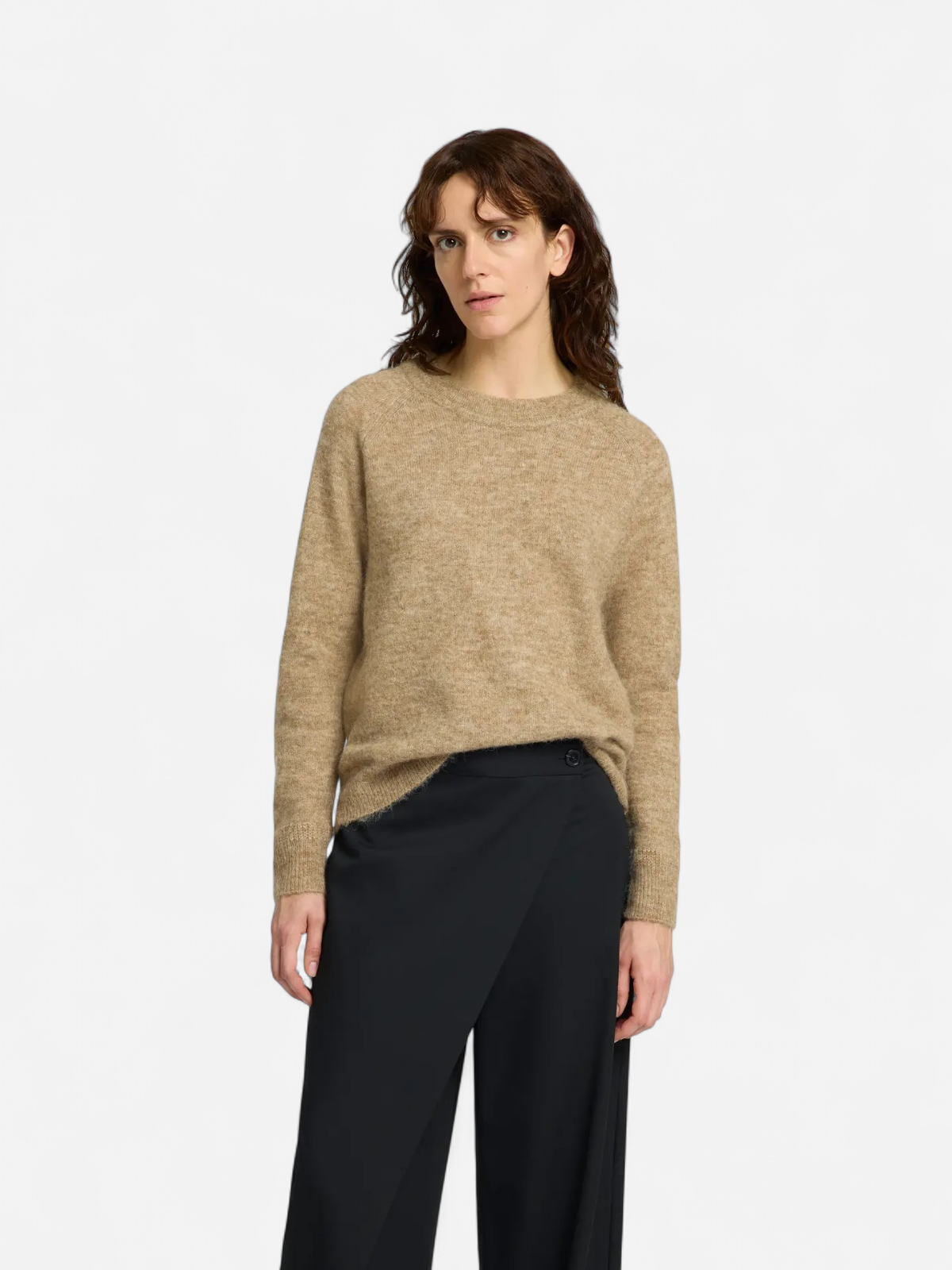 Selected Femme Naisten Neulepaita, Lulu LS Knit O-Neck, sepia tinti - Kekäle.fi