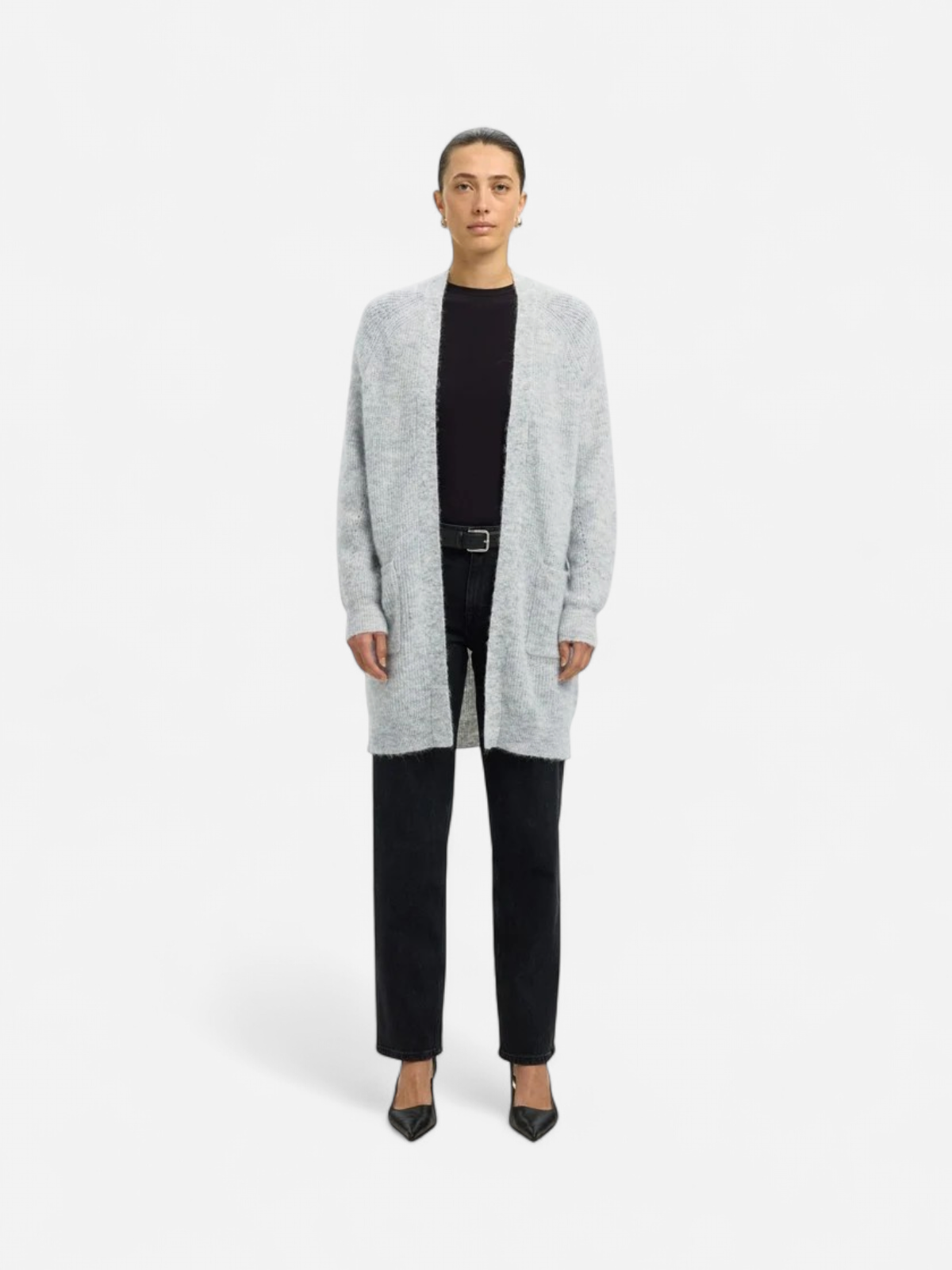 SLFLULU NEW LS KNIT LONG CARDIGAN B NOOS Light Grey Melange - Kekäle.fi