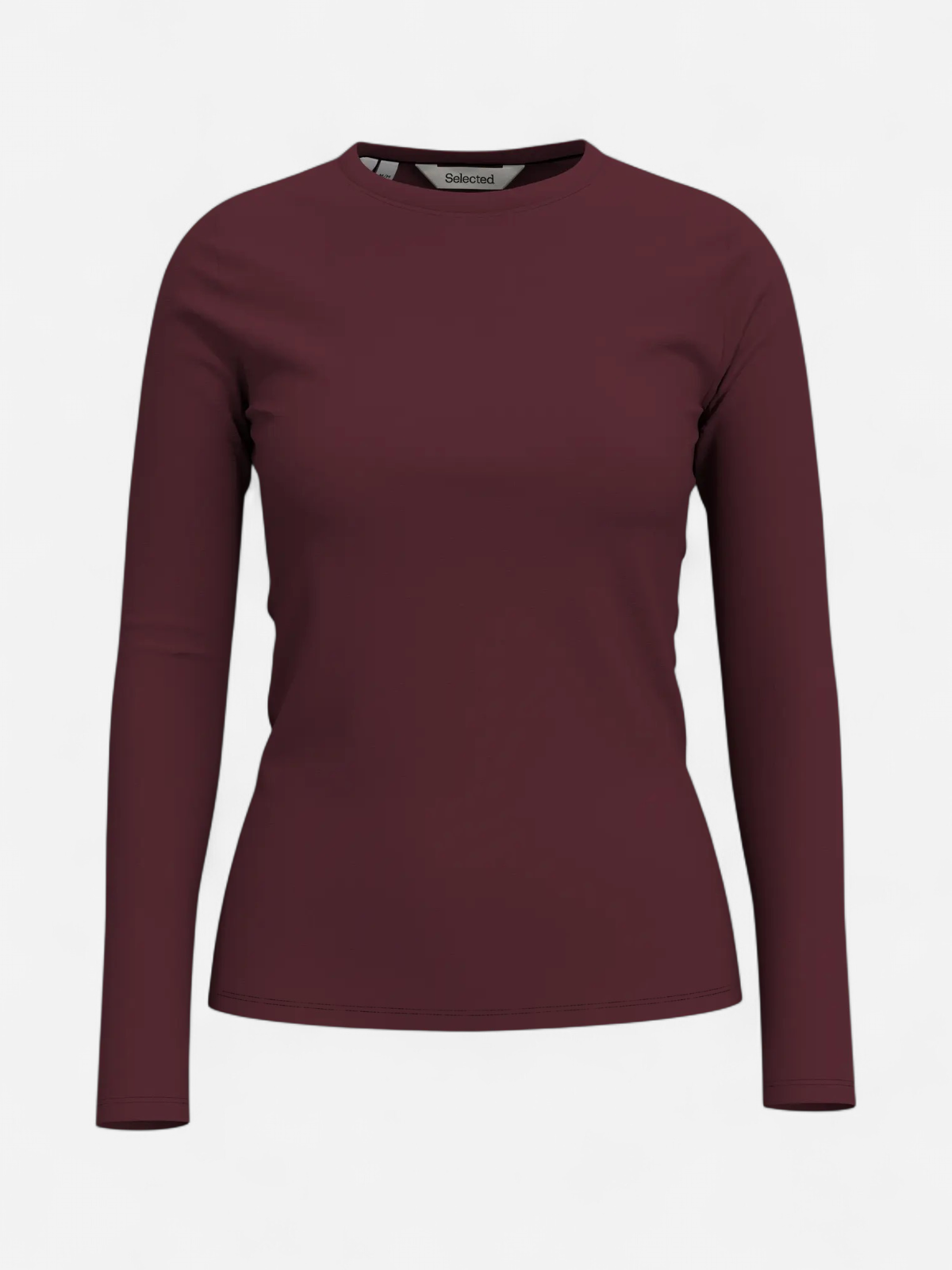 Selected Femme Naisten Paita SLFMANJA LS O-NECK NOOS, Tawny Port - Kekäle.fi