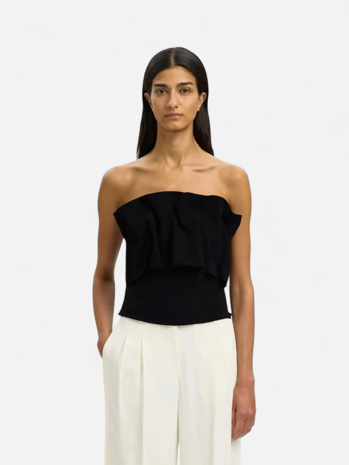 Selected Femme naisten toppi Slfneville Pleated Bandeau Top B, Black - Kekäle.fi