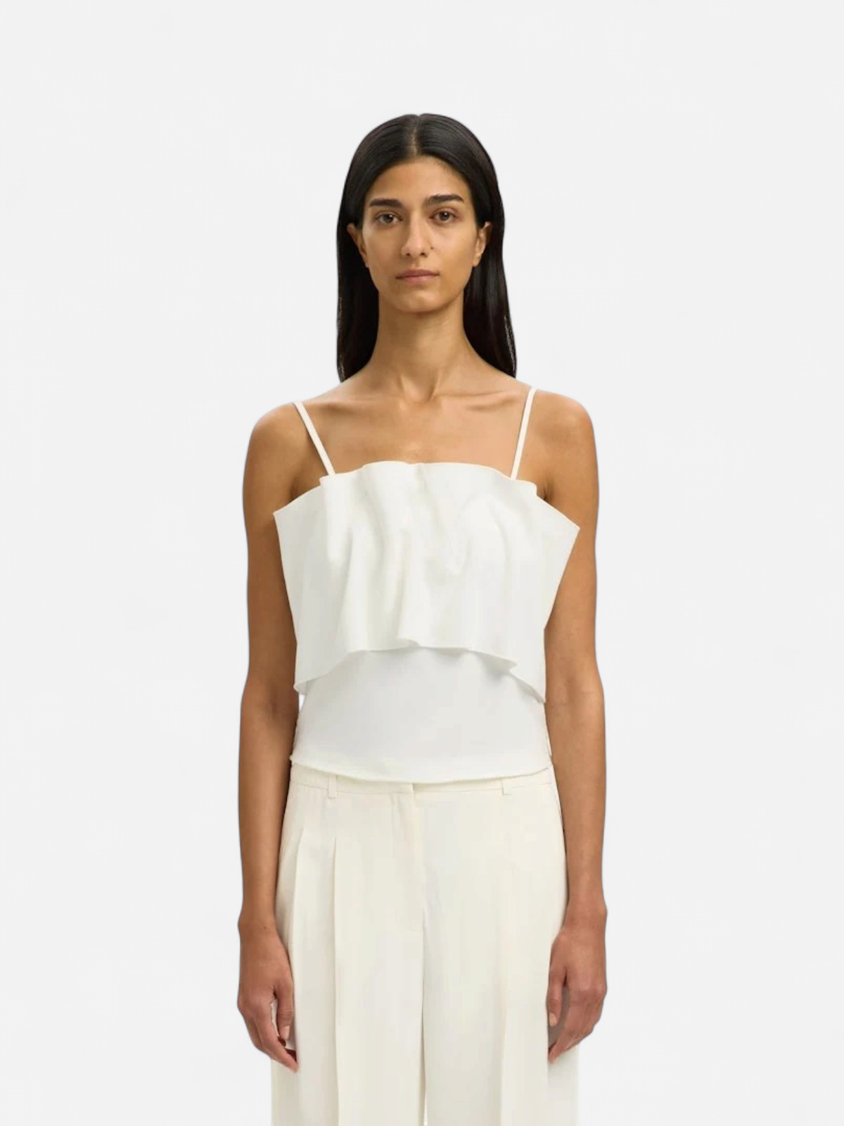 Selected Femme naisten toppi Slfneville Pleated Bandeau Top B, Snow White - Kekäle.fi