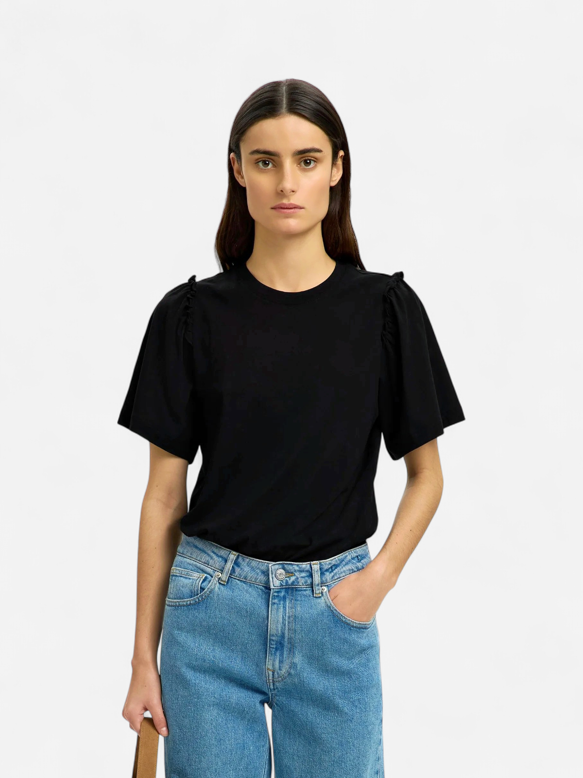 SLFPENELOPE 2/4 RUFFLE TEE NOOS BLACK - Kekäle.fi