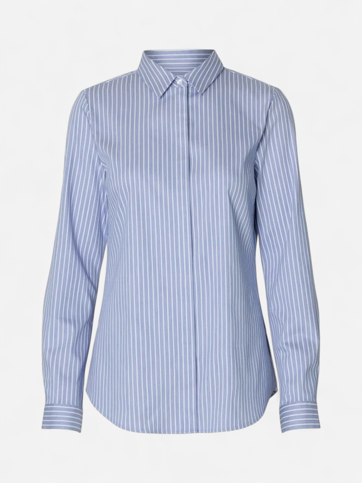 Selected Femme naisten paitapusero SLFROMIE LS STRIPED FITTED SHIRT NOOS, Dusty Blue Bright White - Kekäle.fi