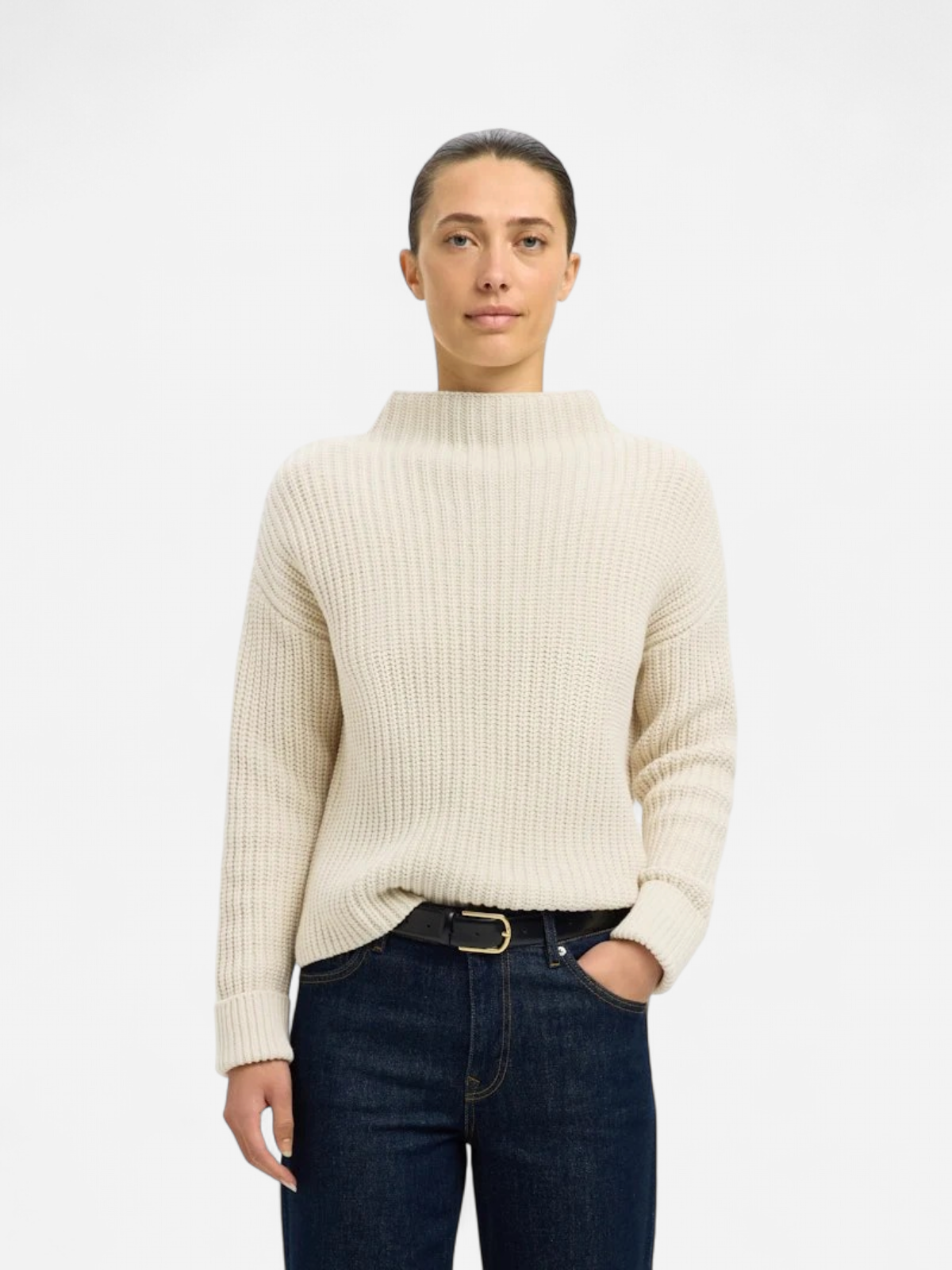 Selected Femme naisten neulepusero SLFSELMA SUS LS KNIT PULLOVER NOOS, Birch - Kekäle.fi
