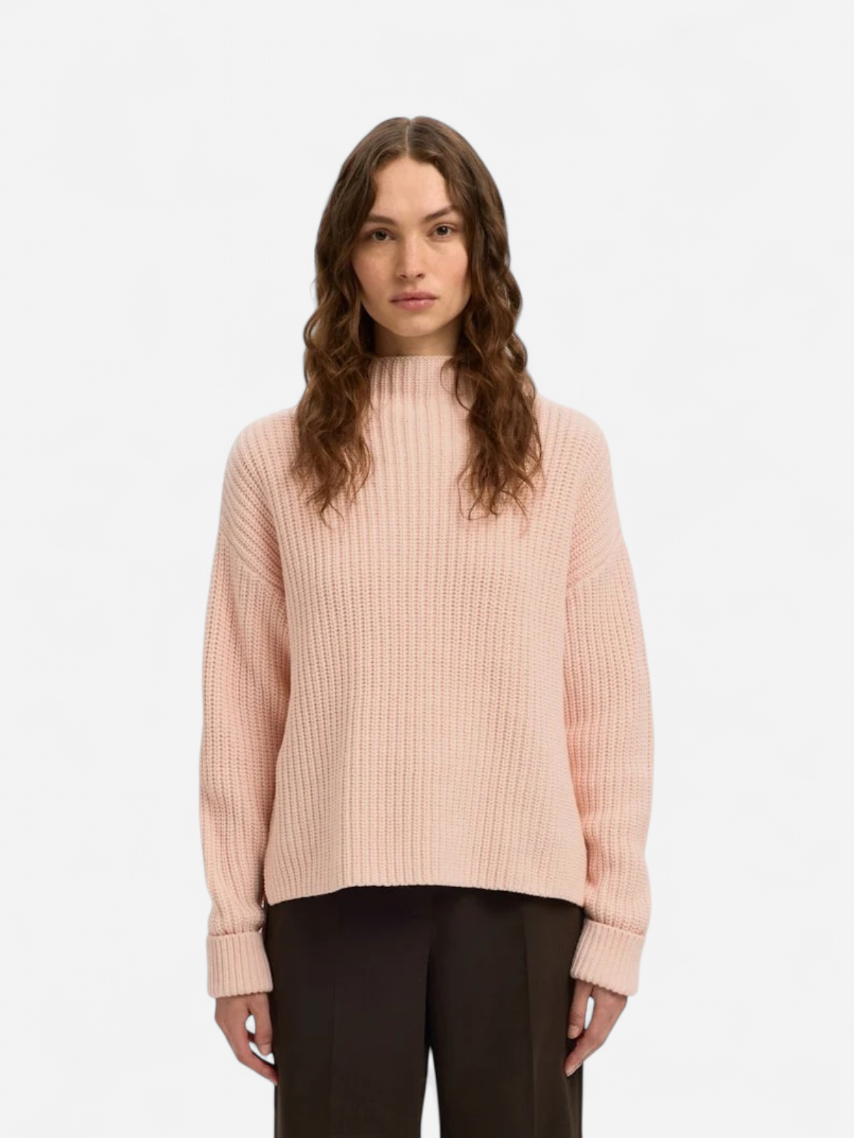 Selected Femme naisten neulepusero SLFSELMA SUS LS KNIT PULLOVER NOOS, Pale Dogwood - Kekäle.fi