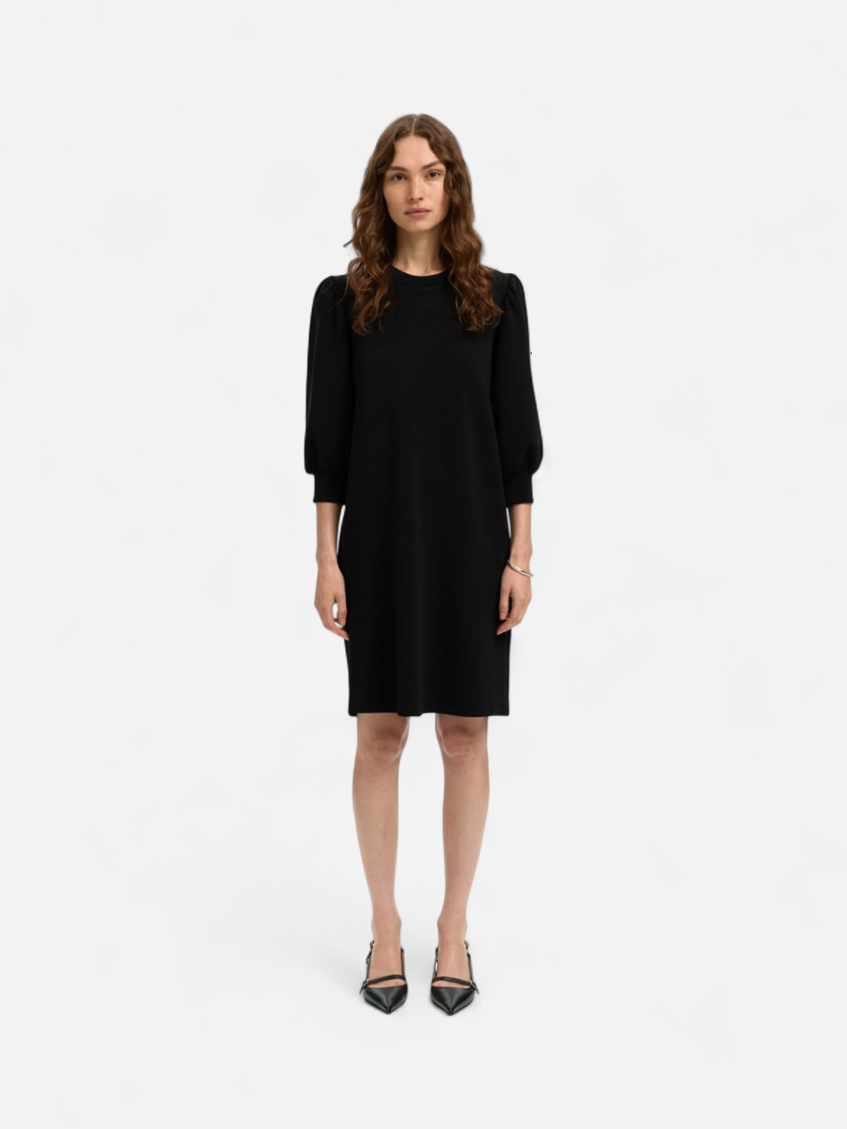 Selected Femme naisten mekko SLFTENNY 3/4 SHORT SWEAT DRESS NOOS, musta - Kekäle.fi