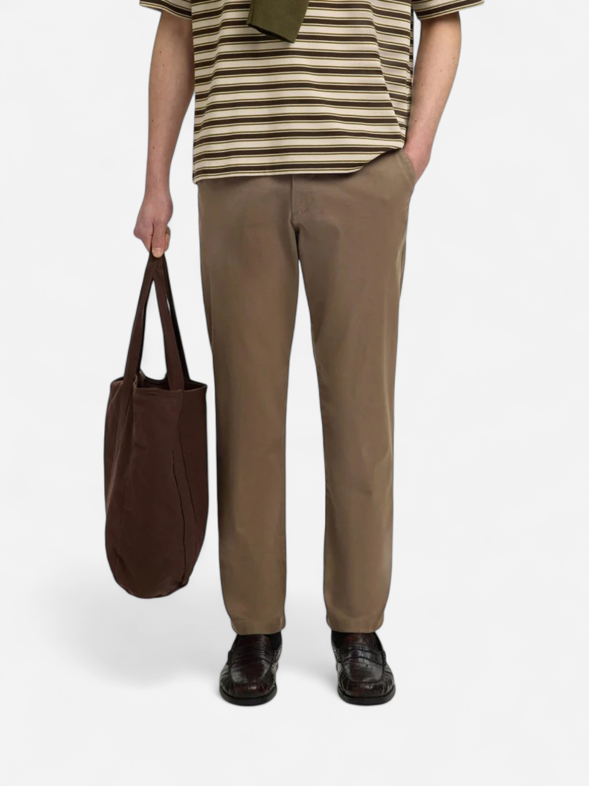 Selected miesten chinot New Miles Flex Chino, Chocolate Chip - Kekäle.fi