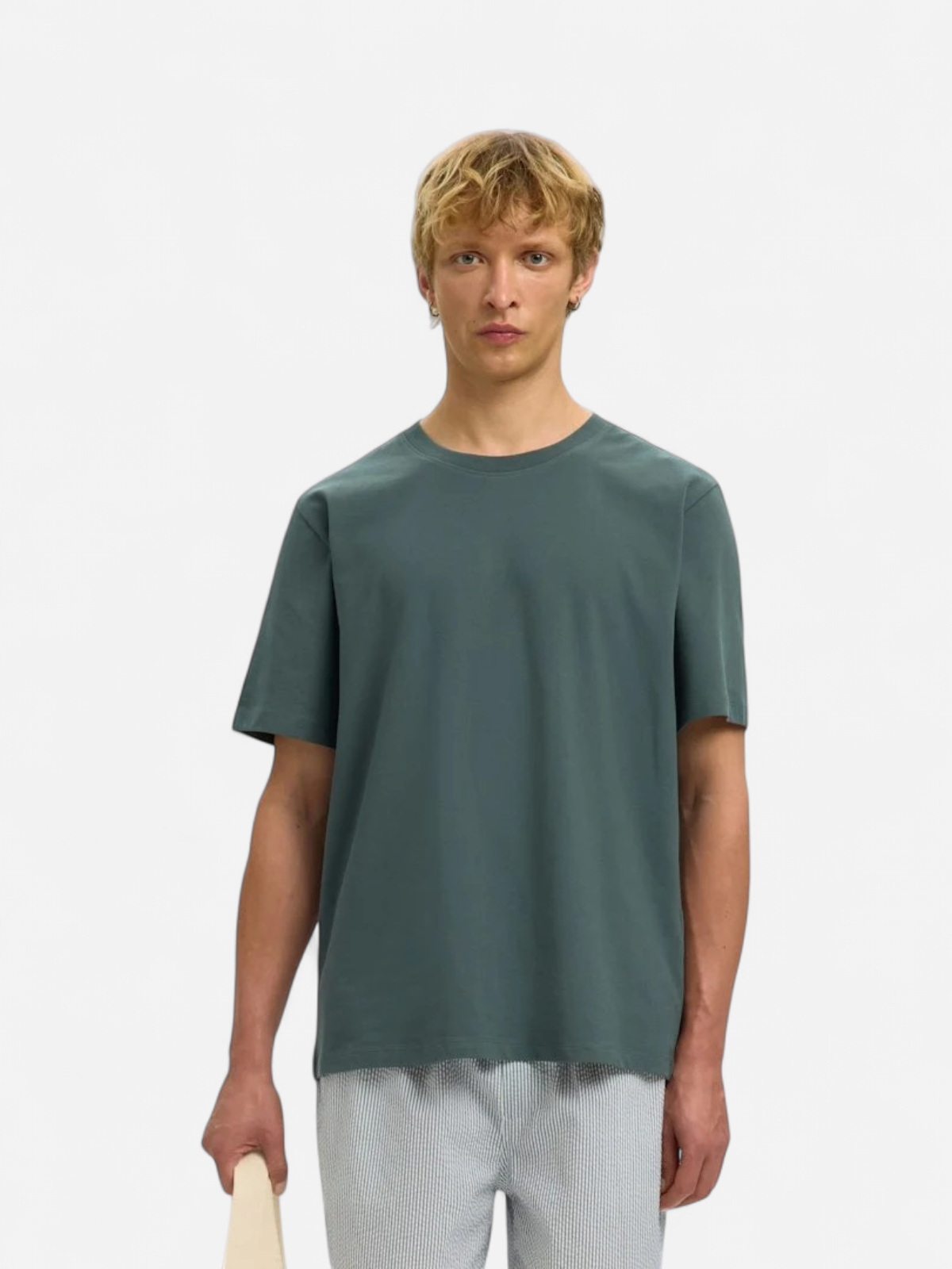 Selected miesten t-paita SLHATLAS SS O-Neck Tee, Balsam Green - Kekäle.fi