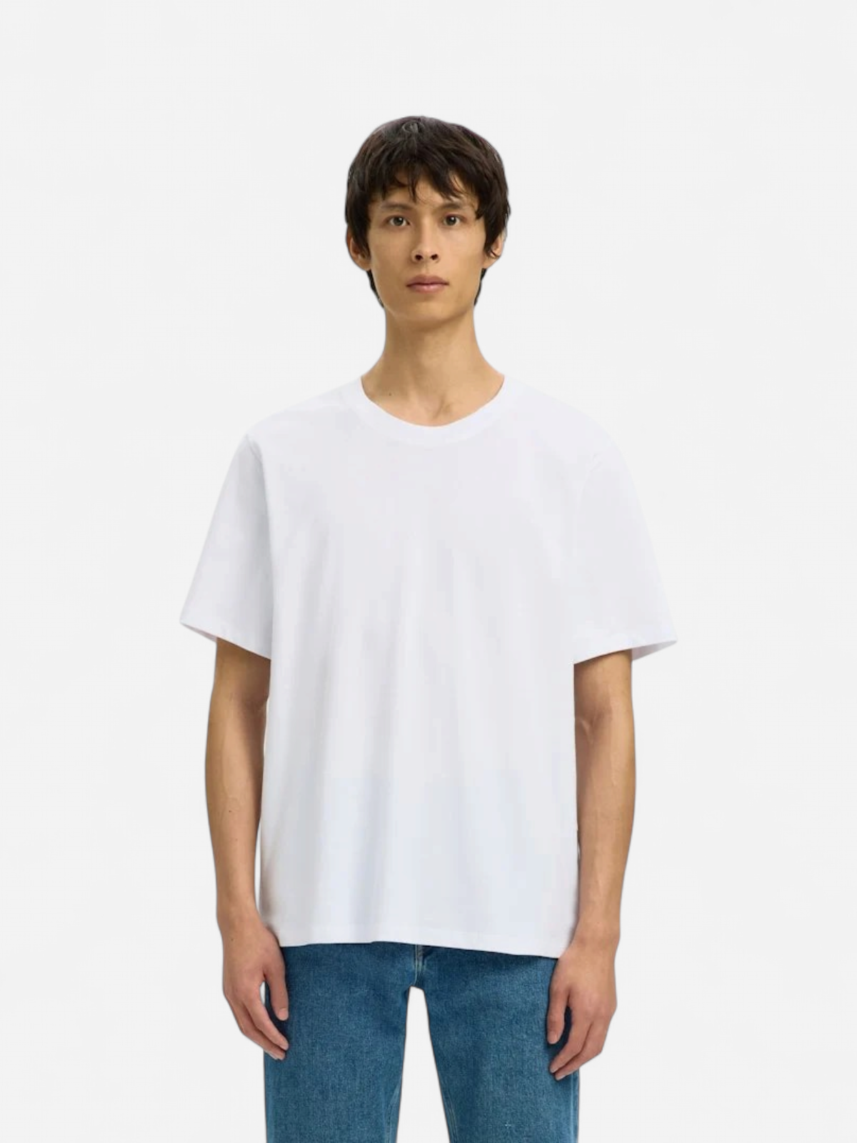 Selected miesten t-paita SLHATLAS SS O-Neck Tee, valkoinen - Kekäle.fi