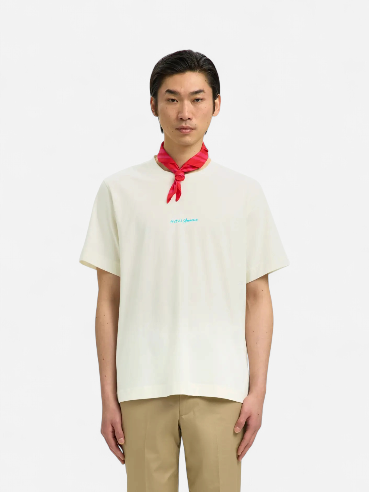 Selected miesten t-paita Slhelias Ss O-Neck Tee Hotel Amour, Egret - Kekäle.fi