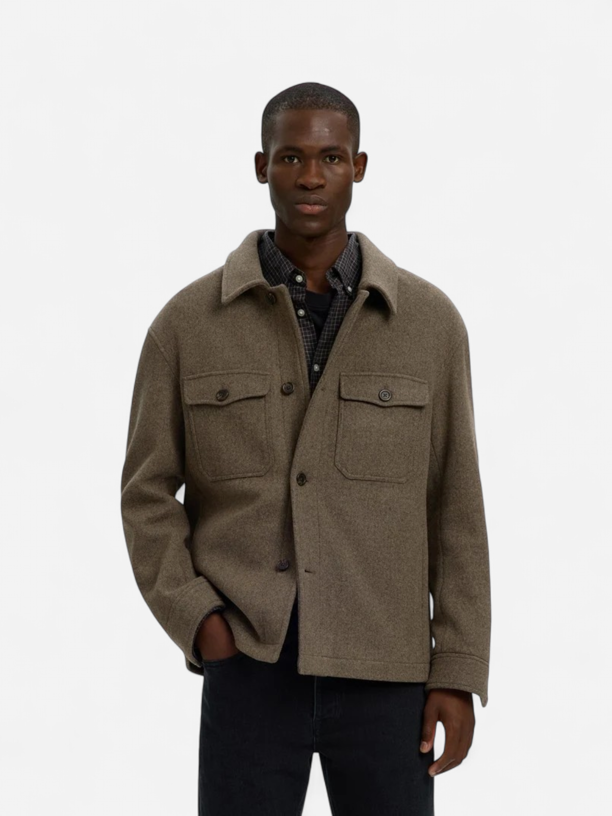 SLHMITCH WOOL BLEND SHACKET NOOS Chocolate Torte Melange - Kekäle.fi