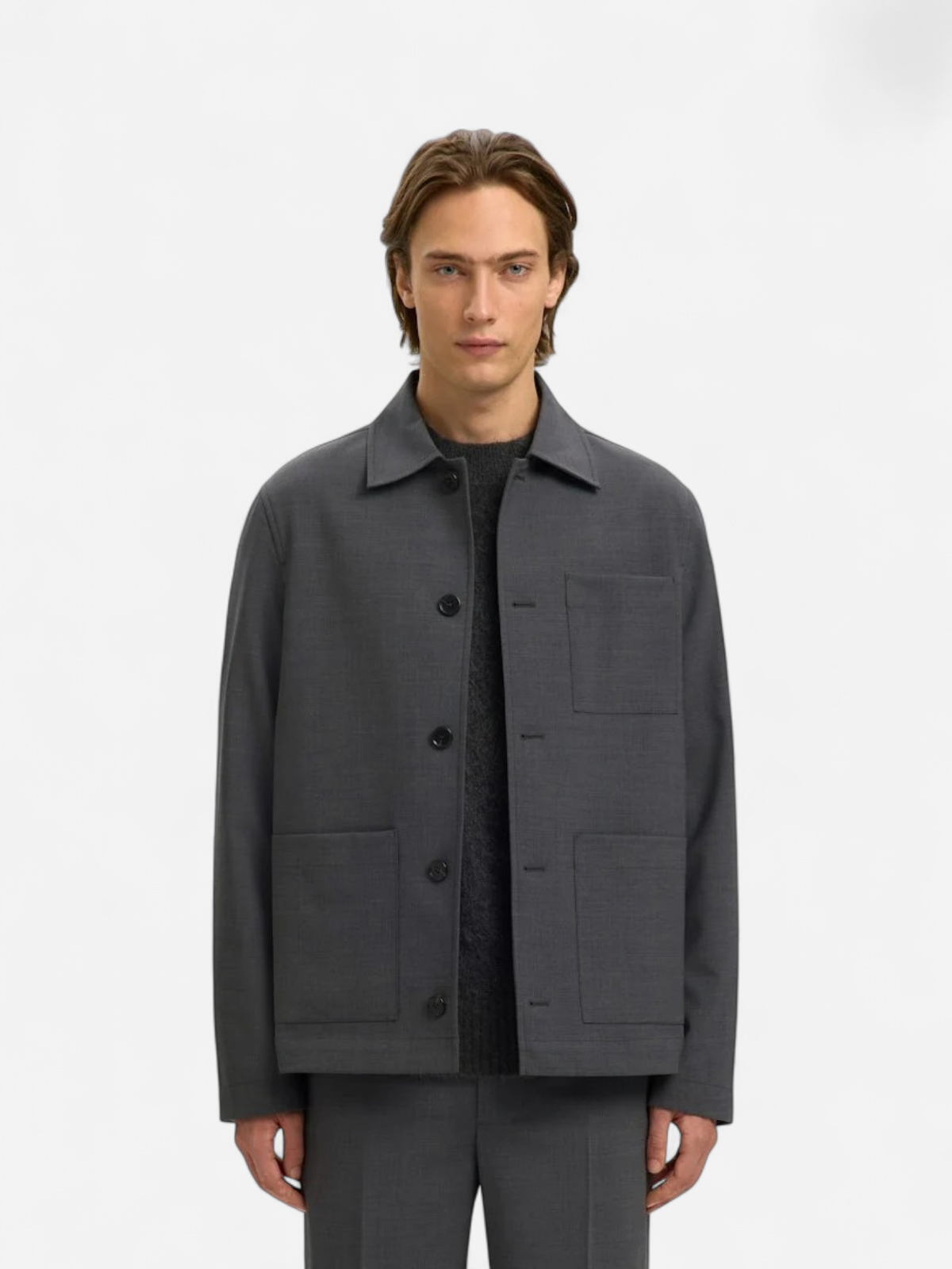 Selected miesten paitatakki SLHRELAX-MAGS HYBRID OVERSHIRT BLAZER EX, Asphalt - Kekäle.fi