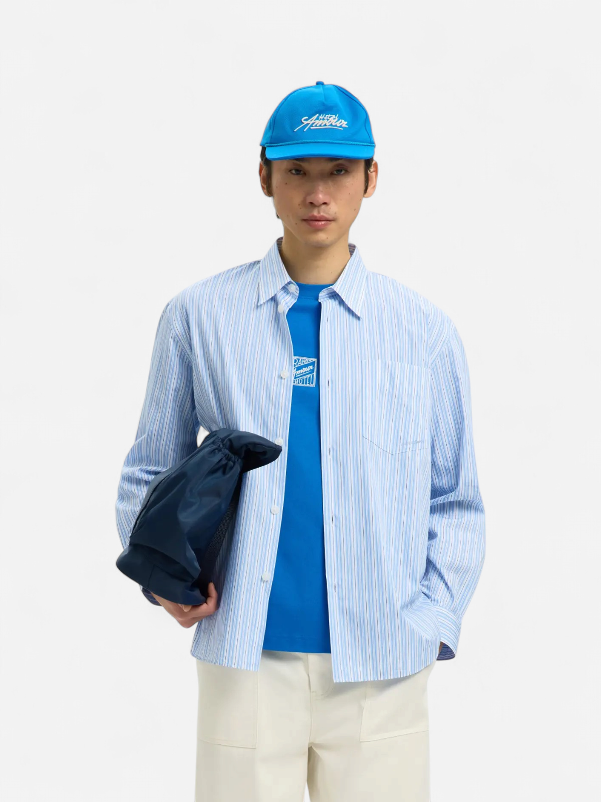 Selected miesten kauluspaita SLHRLXHOTEL Amour EMB LS Shirt, vaaleansininen - Kekäle.fi
