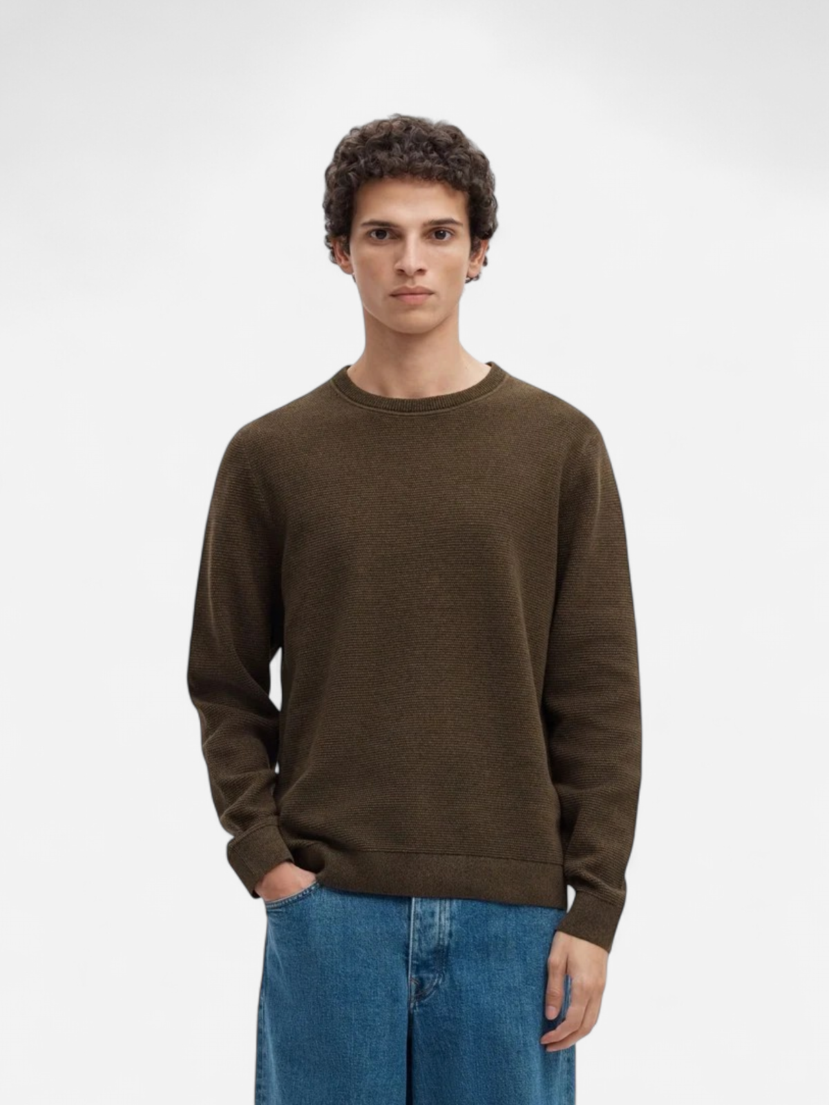 SLHROSS LS KNIT STRUCTURE CREW NECK NOOS Delicioso Chocolate Chip - Kekäle.fi