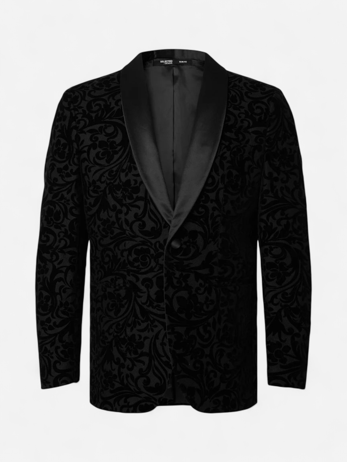 Selected miesten bleiseri SLHSLIM-EDDIE JACQUARD SHAWL BLZ Black FLOWER JACQUARD - Kekäle.fi
