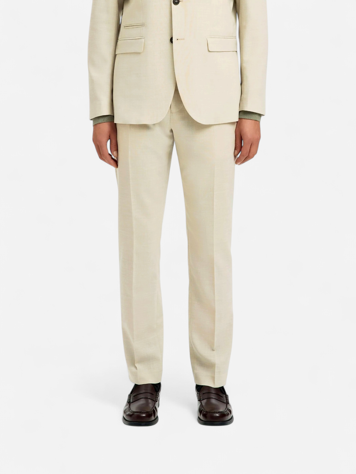 Selected miesten housut SLHSLIM-OASIS Linen, Egret - Kekäle.fi