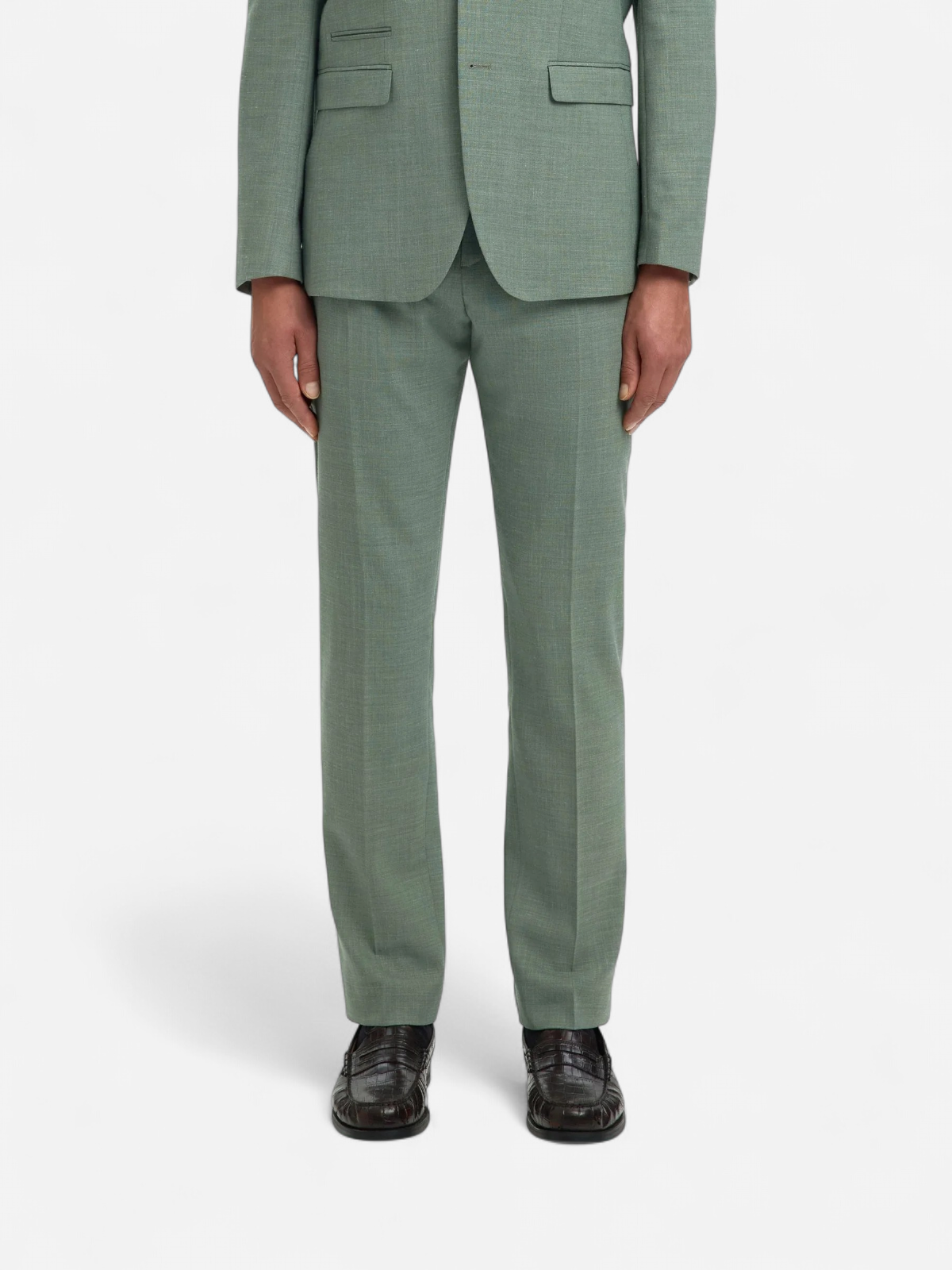 Selected miesten housut SLHSLIM-OASIS Linen, Light Green Melange - Kekäle.fi
