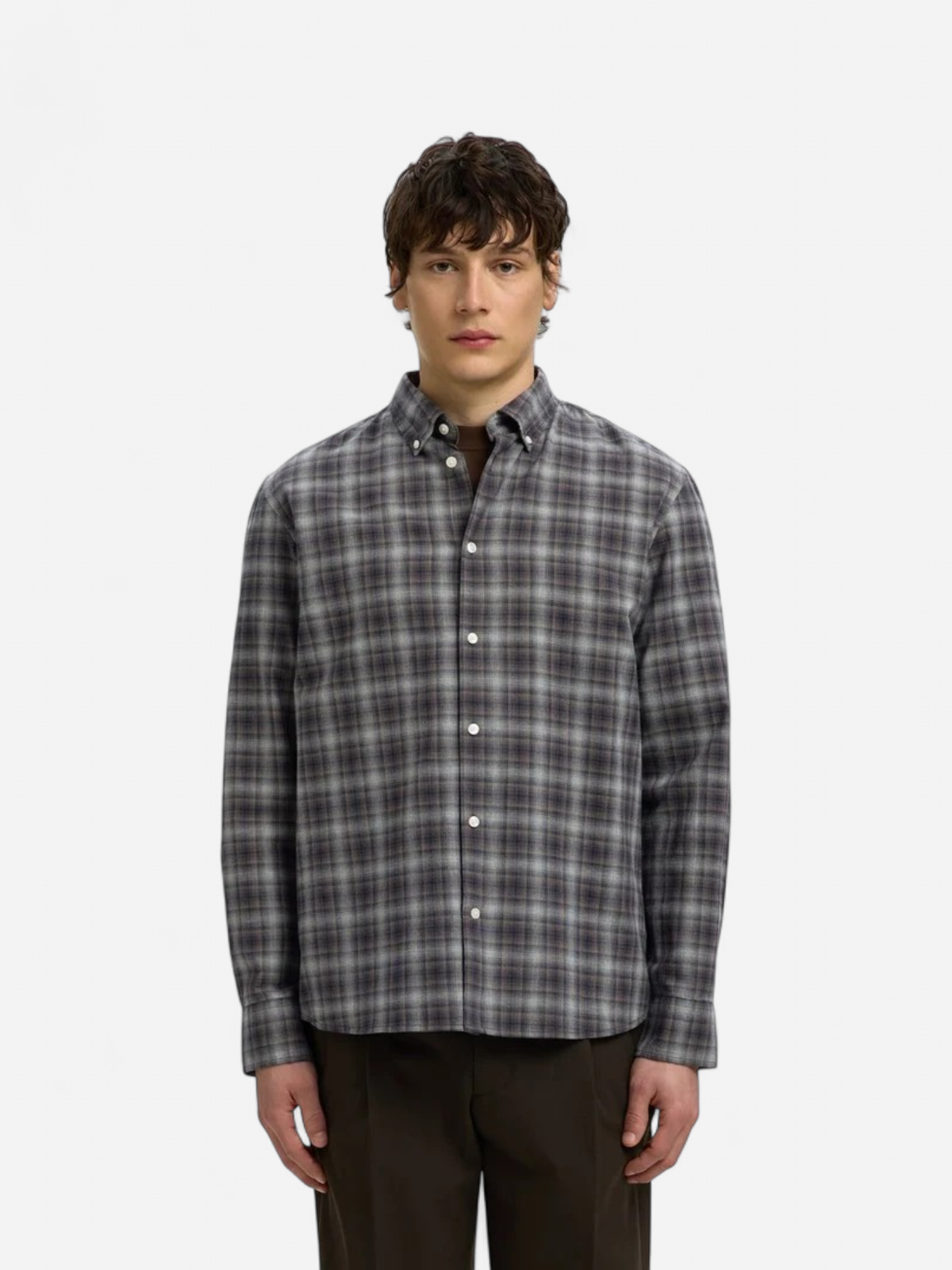SLMREGCOLE JAY MELANGE LS SHIRT Sky Captain Brown - Kekäle.fi