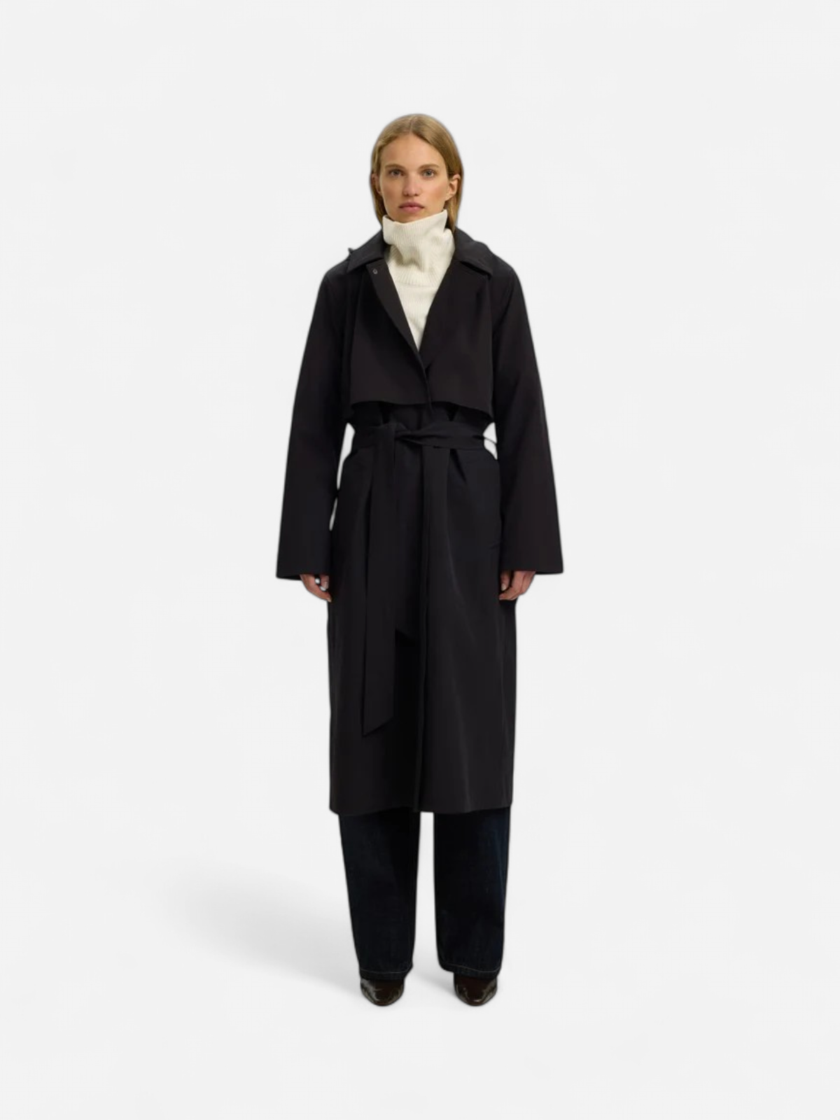 SLWNEW ALINE TECH TRENCHCOAT NOOS BLACK - Kekäle.fi