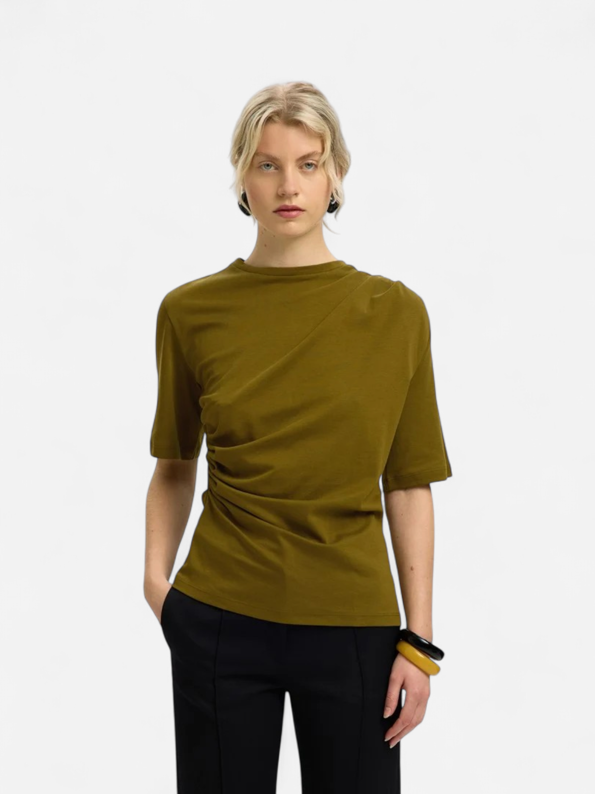 SLWOLINE LIGHT TWIST TEE Fir Green - Kekäle.fi