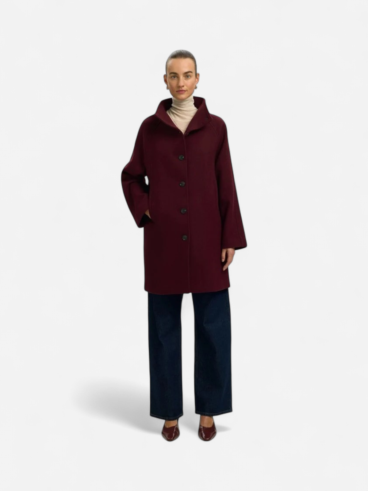 SLWZIA-VINNI WOOL BLEND COAT NOOS Tawny Port MELANGE - Kekäle.fi