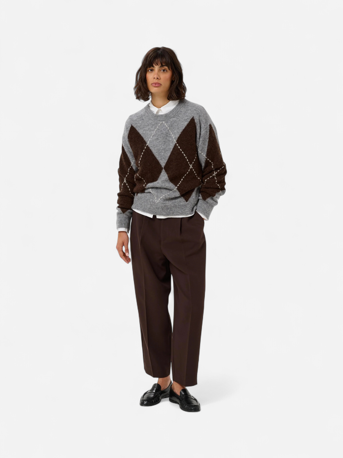 SORAYASPW PULLOVER Brown/Grey Check - Kekäle.fi