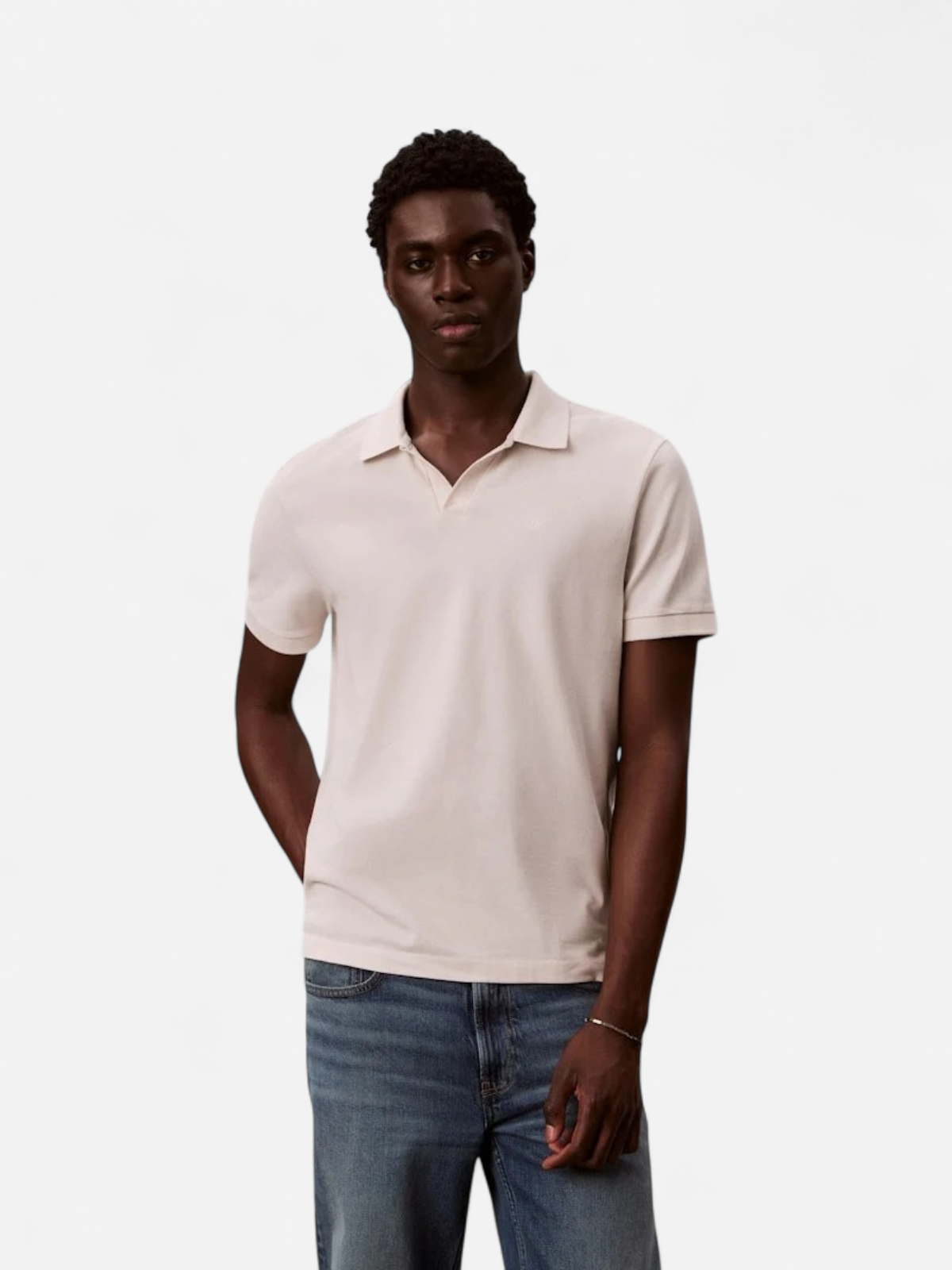 Calvin Klein Jeans miesten pikeepaita SS Open Collar Casual Pique Polo, kerma - Kekäle.fi