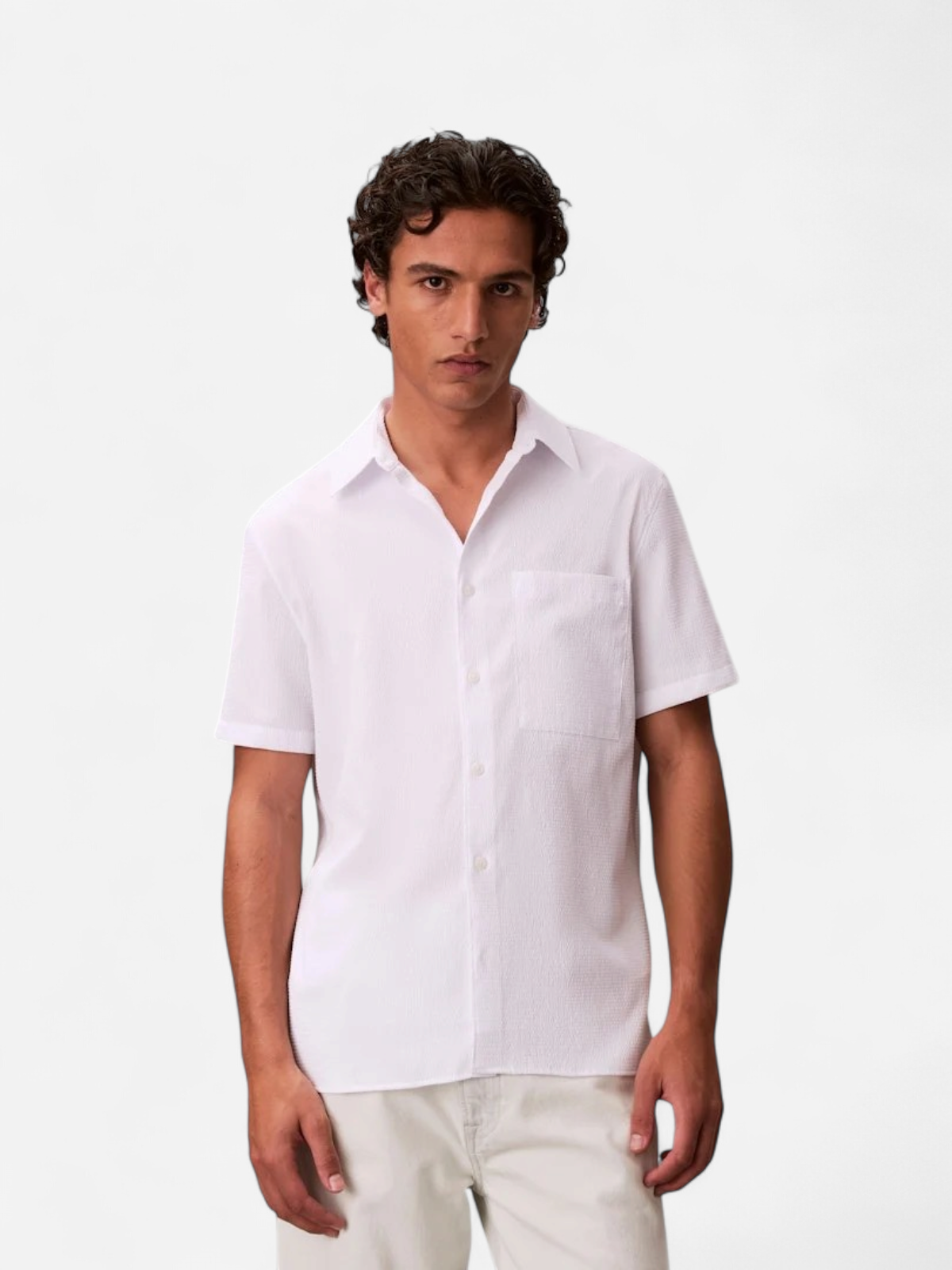Calvin Klein Menswear miesten paita SS Solid Seersucker Classic Shirt, valkoinen - Kekäle.fi