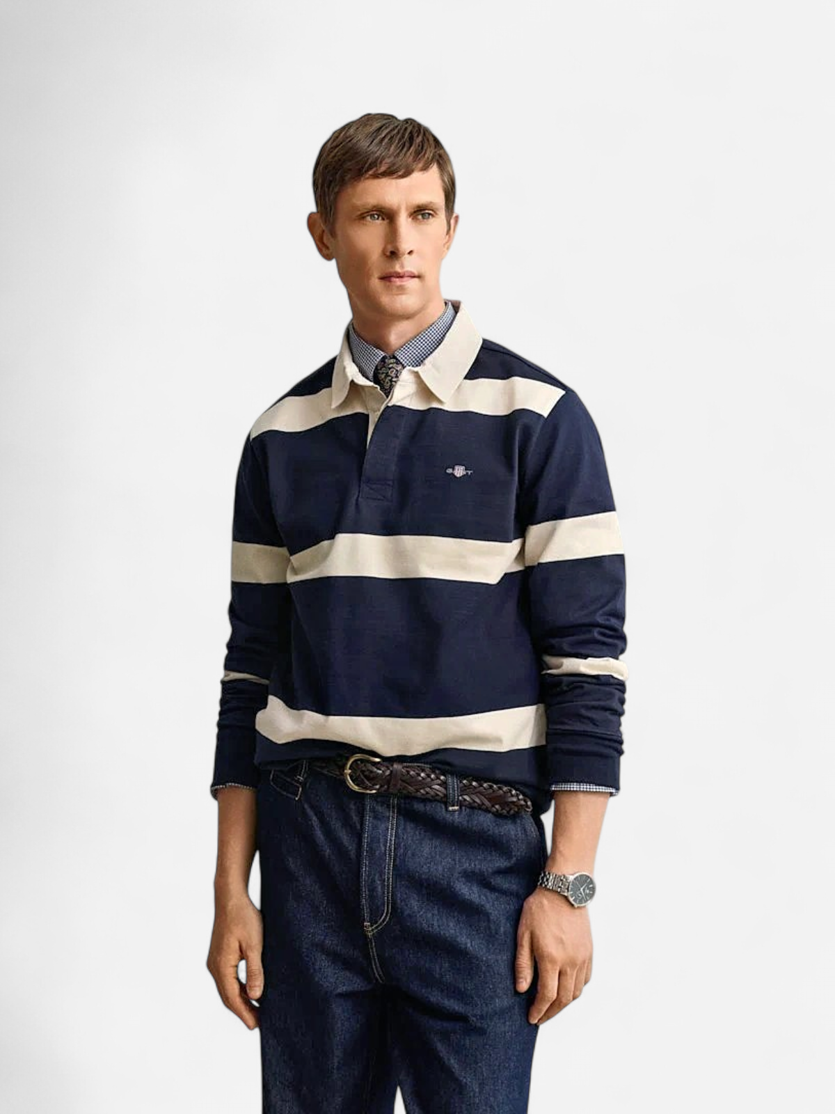 Gant miesten paita Striped Rugger, raidallinen sininen - Kekäle.fi