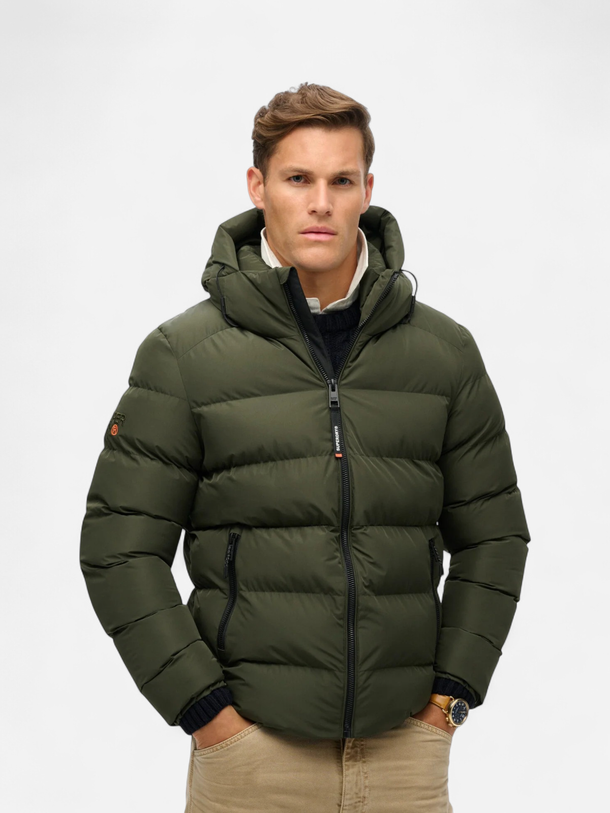 Superdry Miesten Talvitakki, Hooded Sports Puffer Jacket Armeijanvihreä - Kekäle.fi