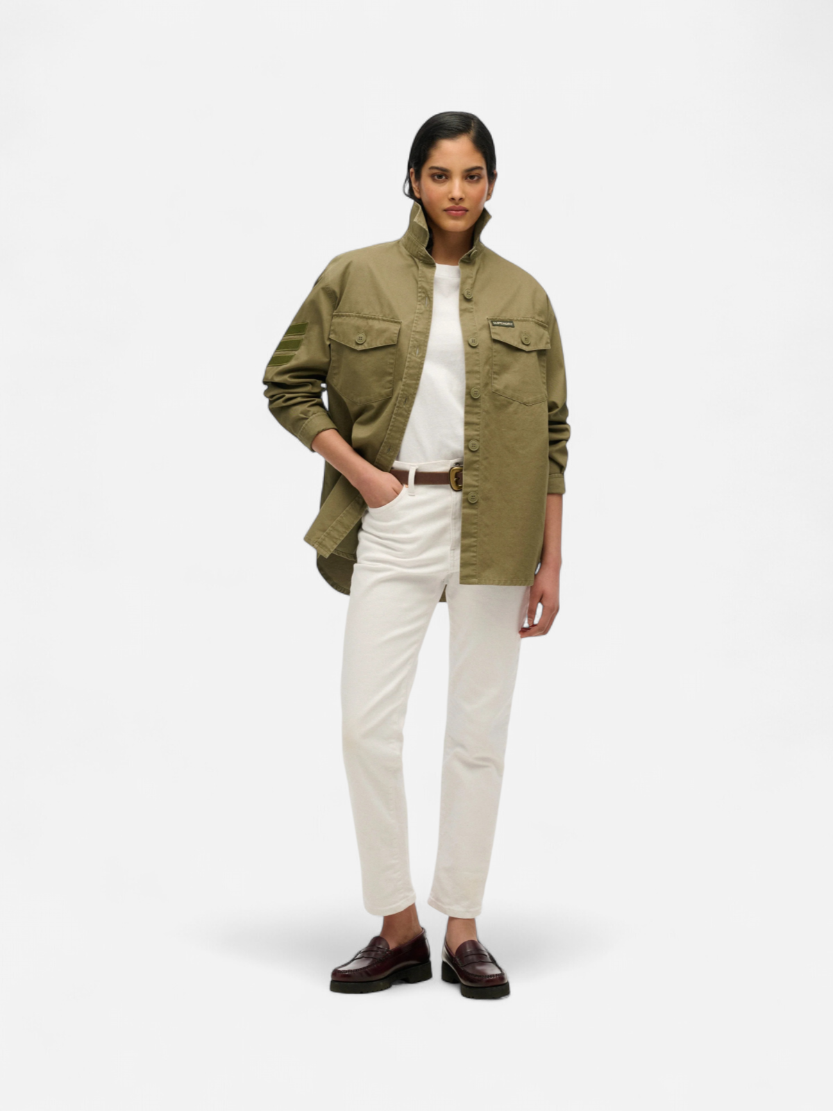 Superdry naisten paita, Military Emb Oversized Shirt Armeijanvihreä - Kekäle.fi