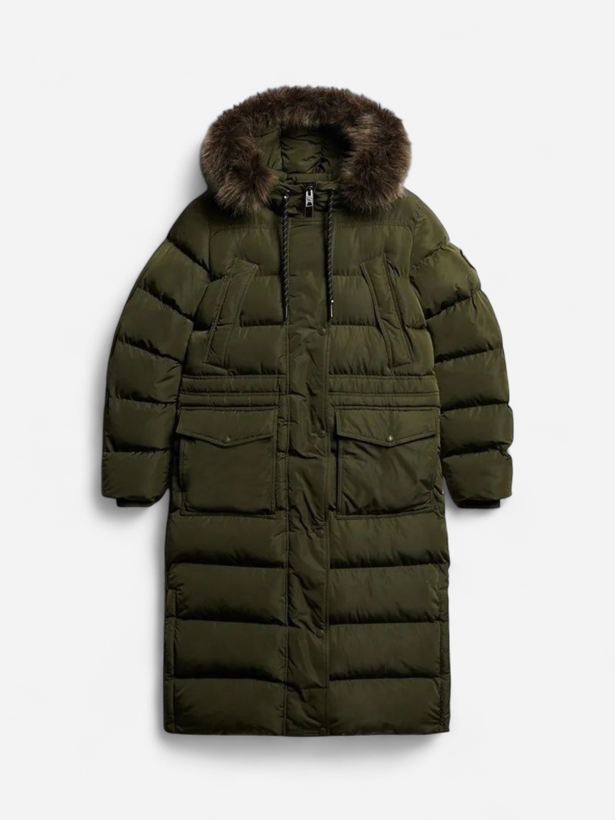 Superdry Naisten Talvitakki, Everest Faux Fur Longline Jkt Tummanvihreä - Kekäle.fi