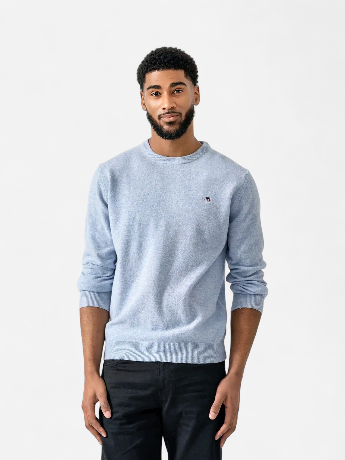 Gant miesten neulepaita Superfine Lambswool C-Neck, vaaleansininen - Kekäle.fi
