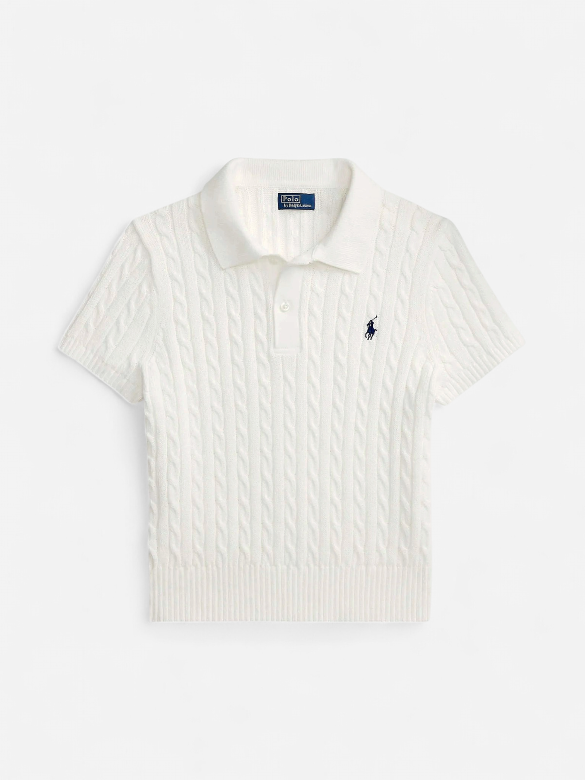 Polo Ralph Lauren naisten neulepusero Cable-Knit Cotton Polo Sweater, valkoinen - Kekäle.fi