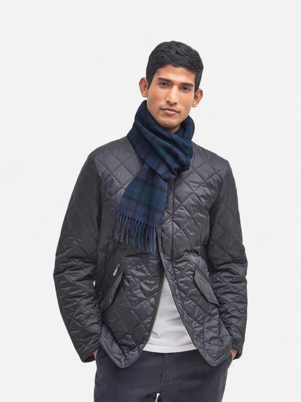 Barbour miesten huivi Tartan Lambswool Scarf, sininen ruutu - Kekäle.fi