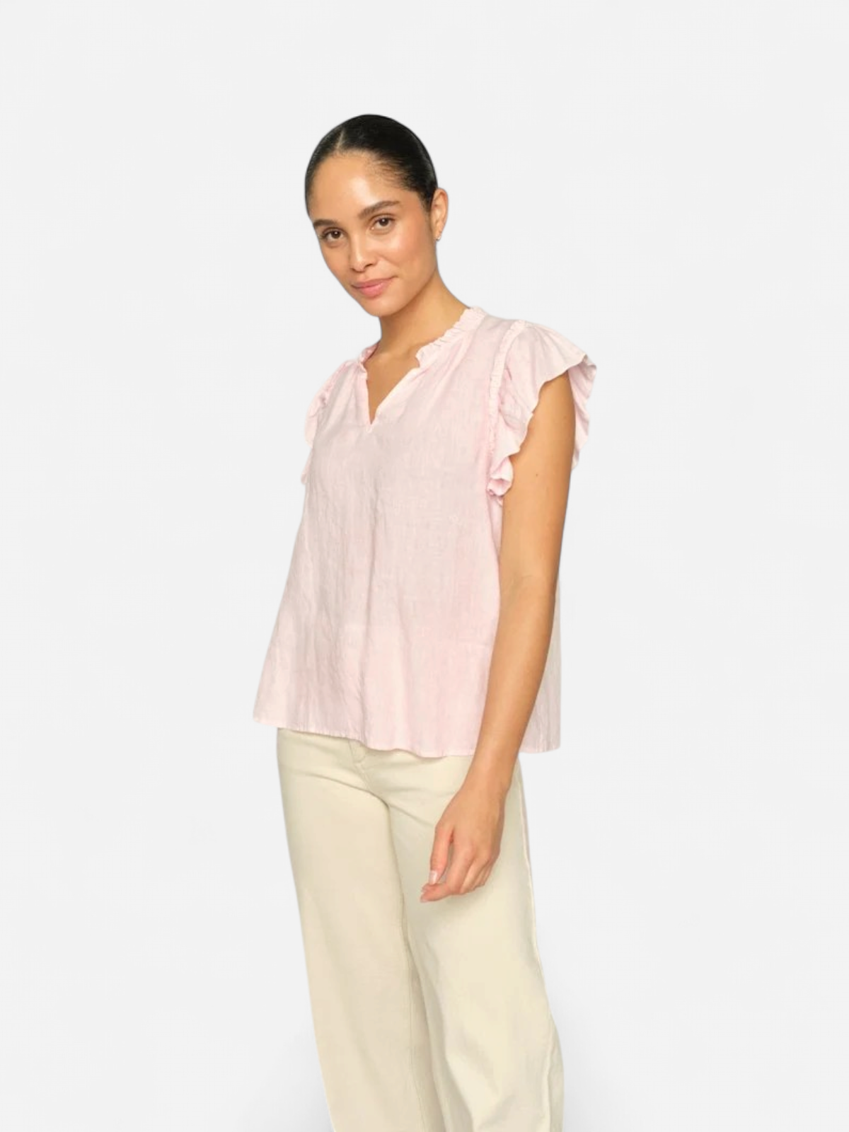 Mos Mosh naisten pusero Tea Linen Blouse, vaaleanpunainen - Kekäle.fi