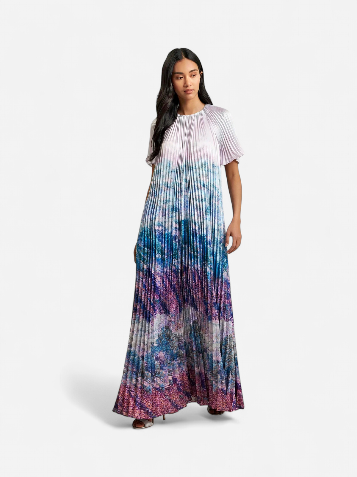 Ted Baker naisten maximekko, DEELIAA Short Sleeve Pleated Maxi Dress Vaaleanpunainen Kuosi - Kekäle.fi