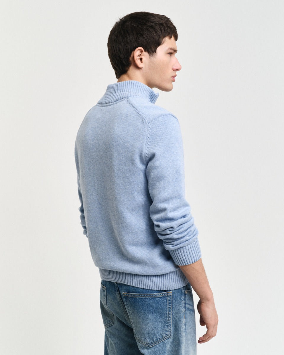 Gant neule, CASUAL COTTON HALF ZIP Vaaleansininen