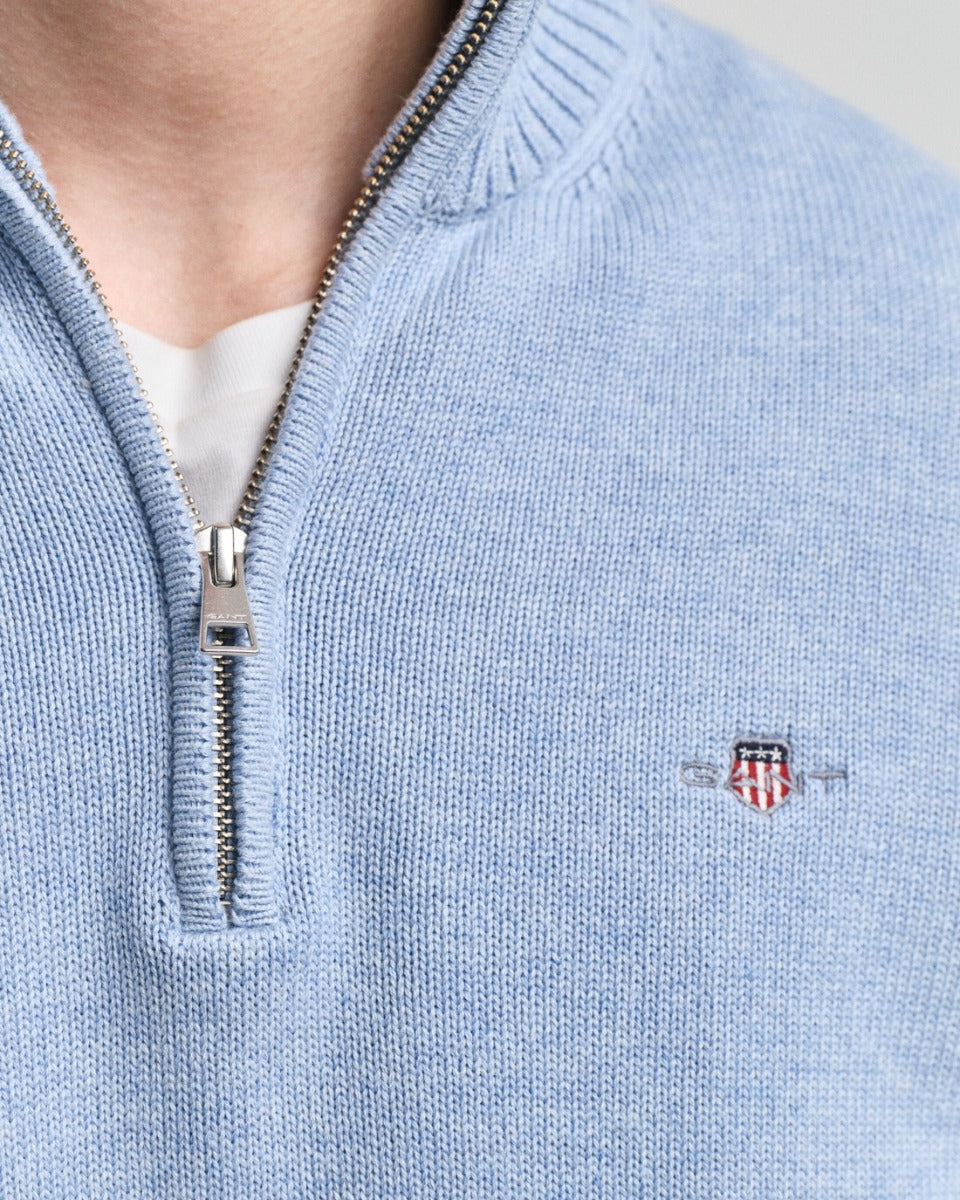 Gant neule, CASUAL COTTON HALF ZIP Vaaleansininen