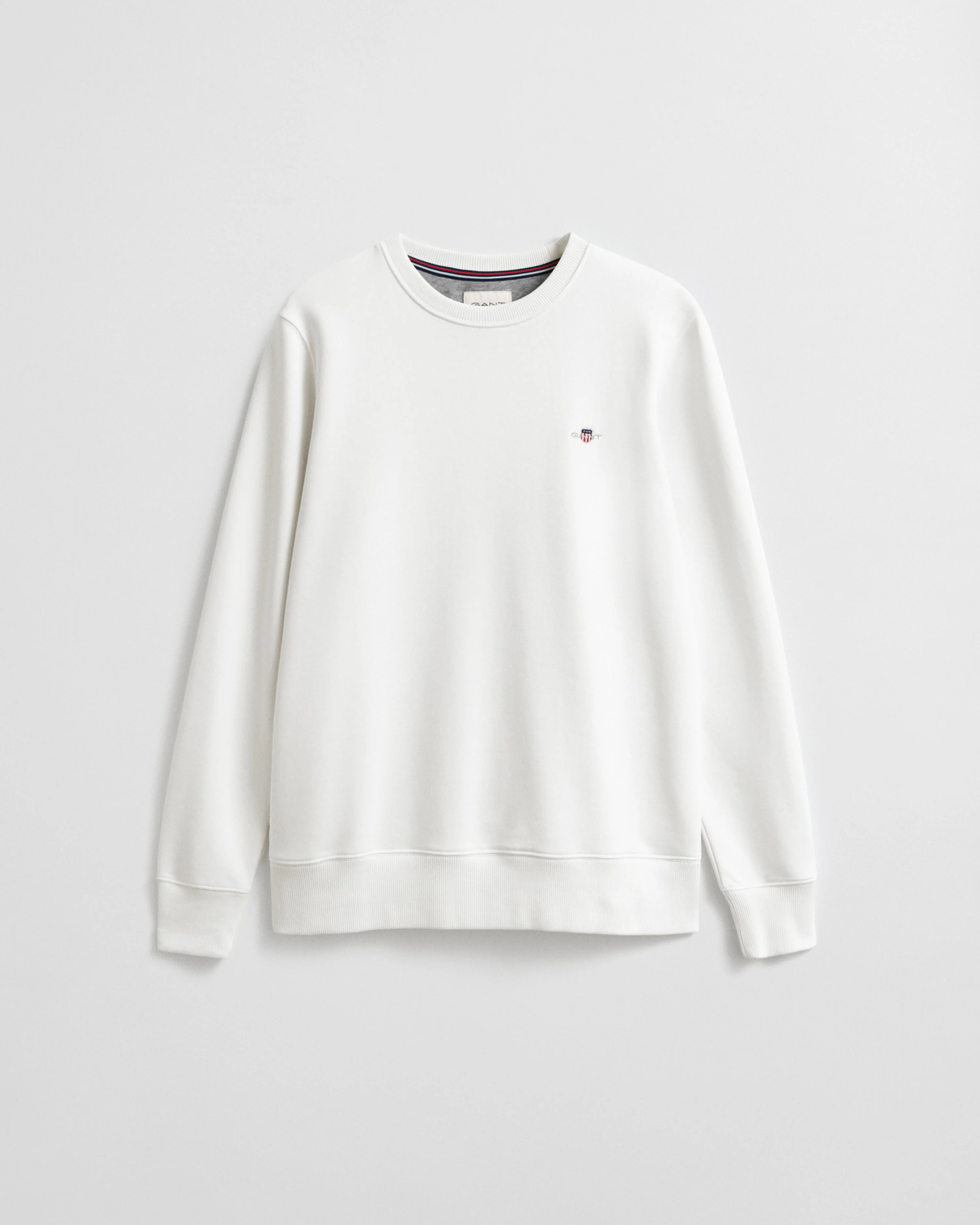 Gant miesten collegepaita Reg Shield C-Neck Sweater, luonnonvalkoinen
