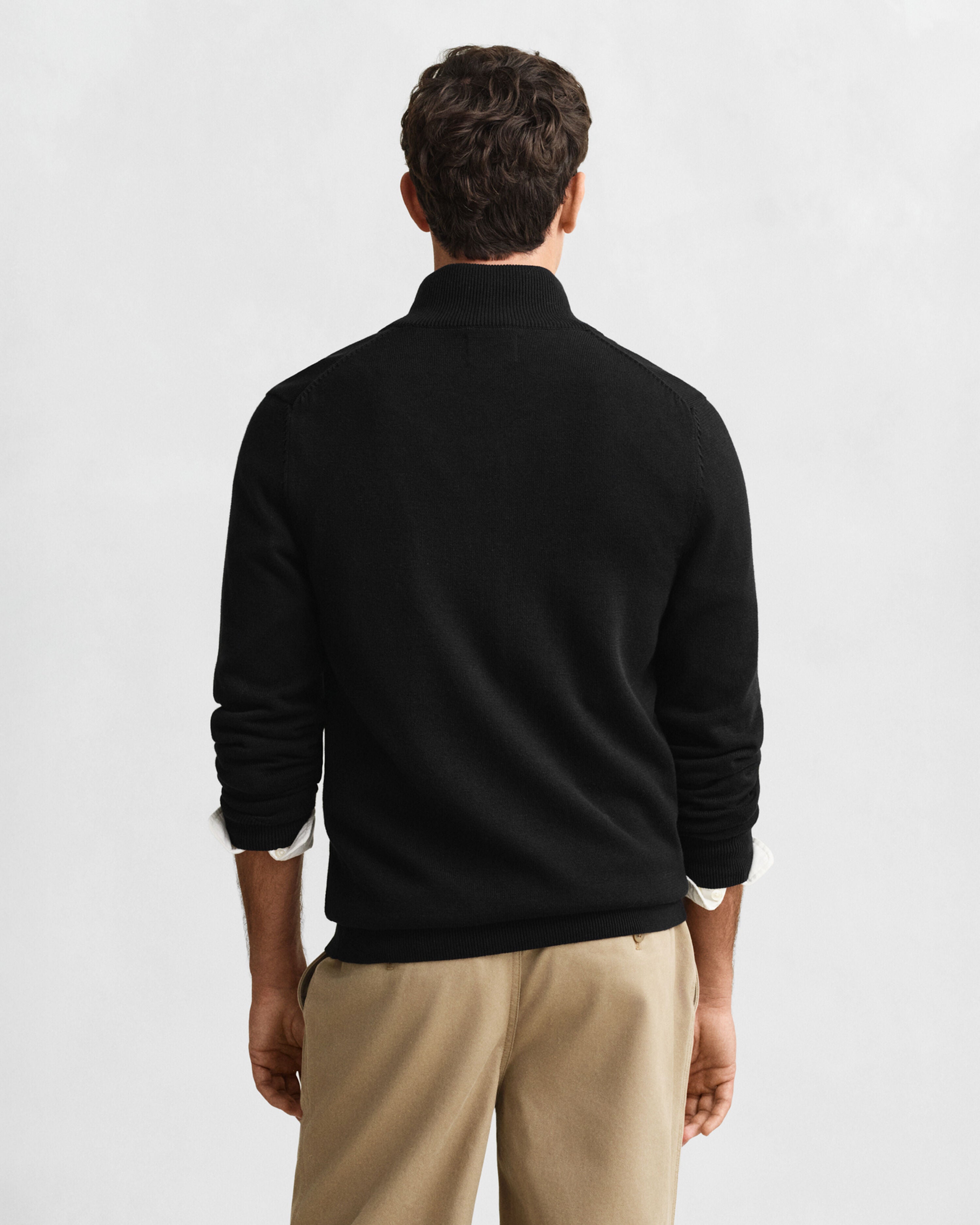 Gant miesten neuletakki Casual Cotton Zip Cardigan, musta