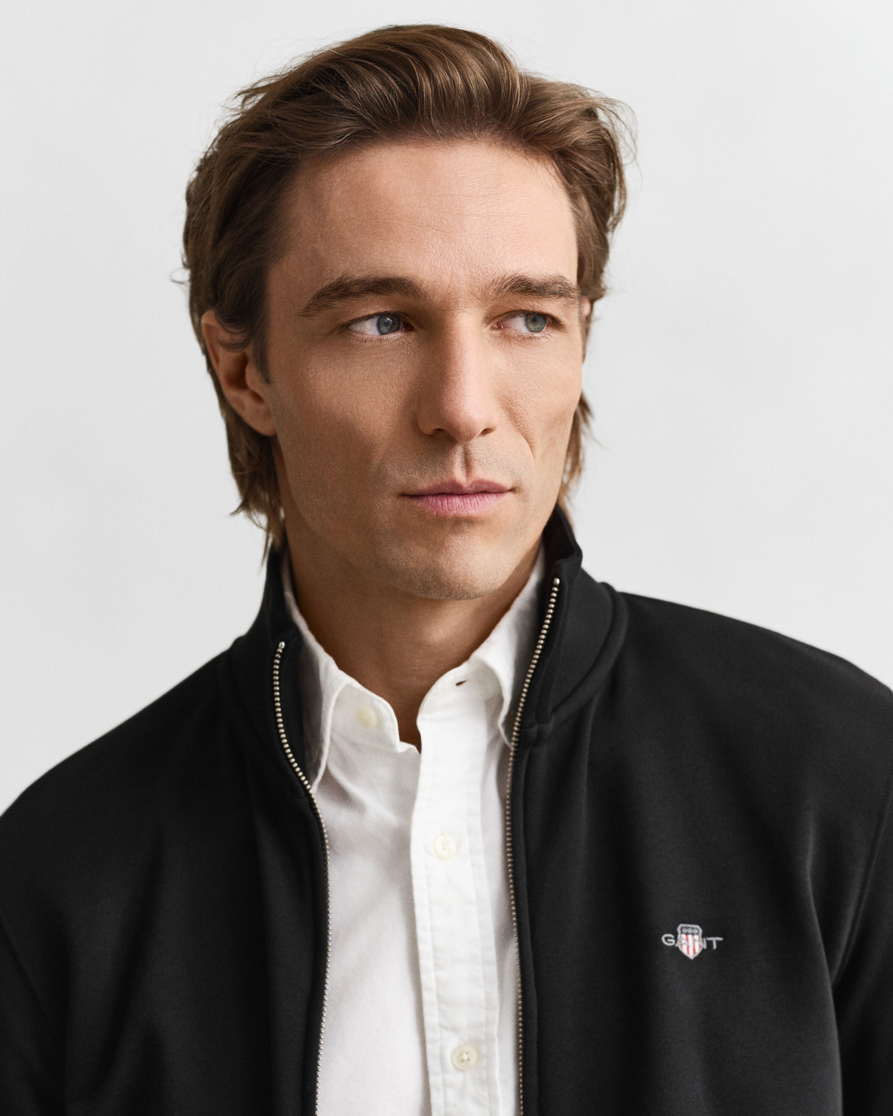 Gant miesten collegetakki Shield Zip Sweatshirt, musta
