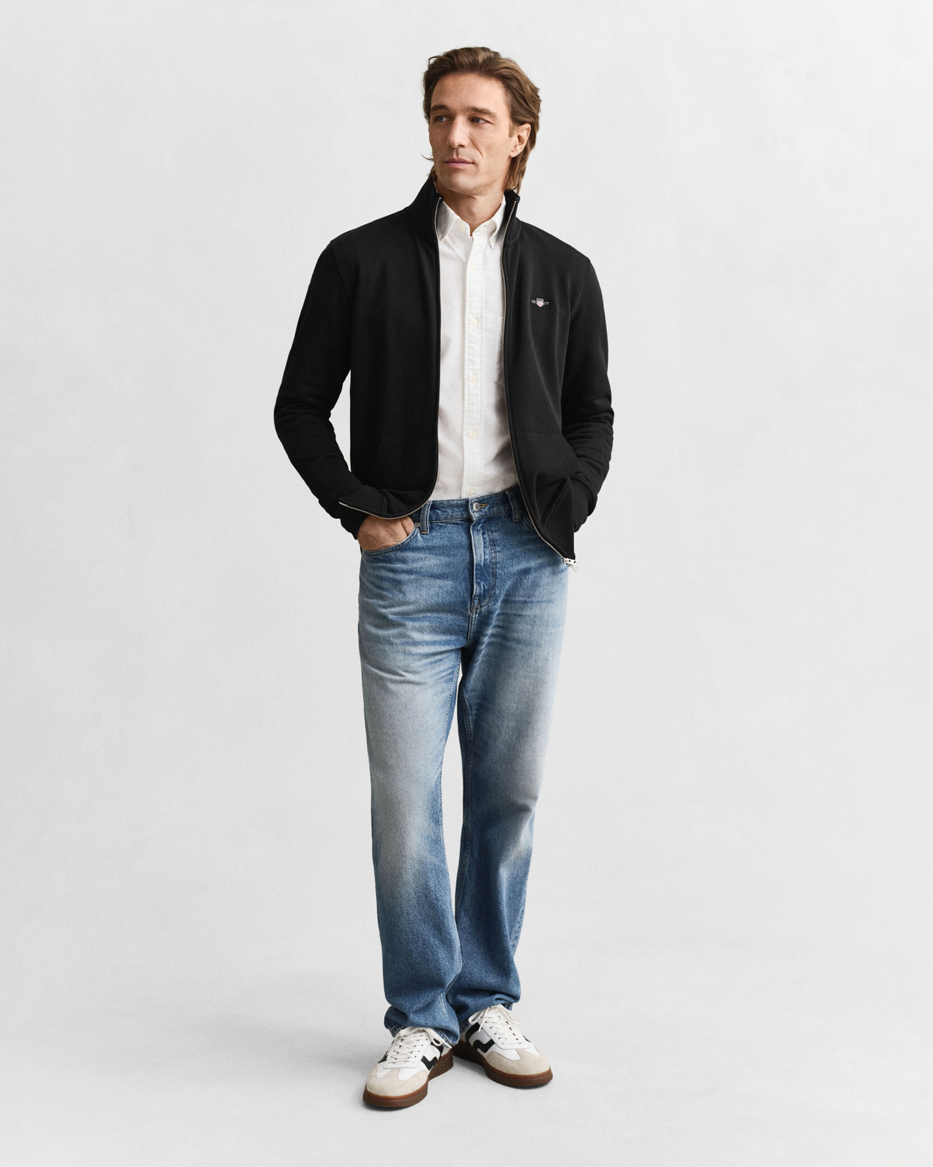 Gant miesten collegetakki Shield Zip Sweatshirt, musta