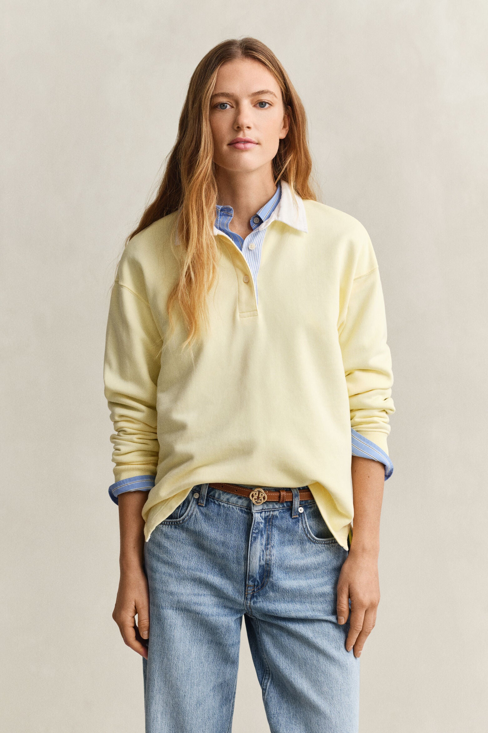 Gant naisten paita Rugger Sweatshirt, sitruunankeltainen