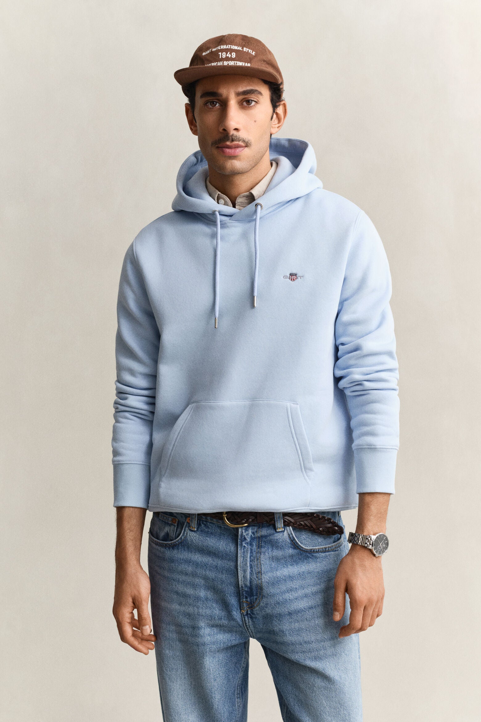 Gant miesten huppari Reg Shield Hoodie, vaaleansininen