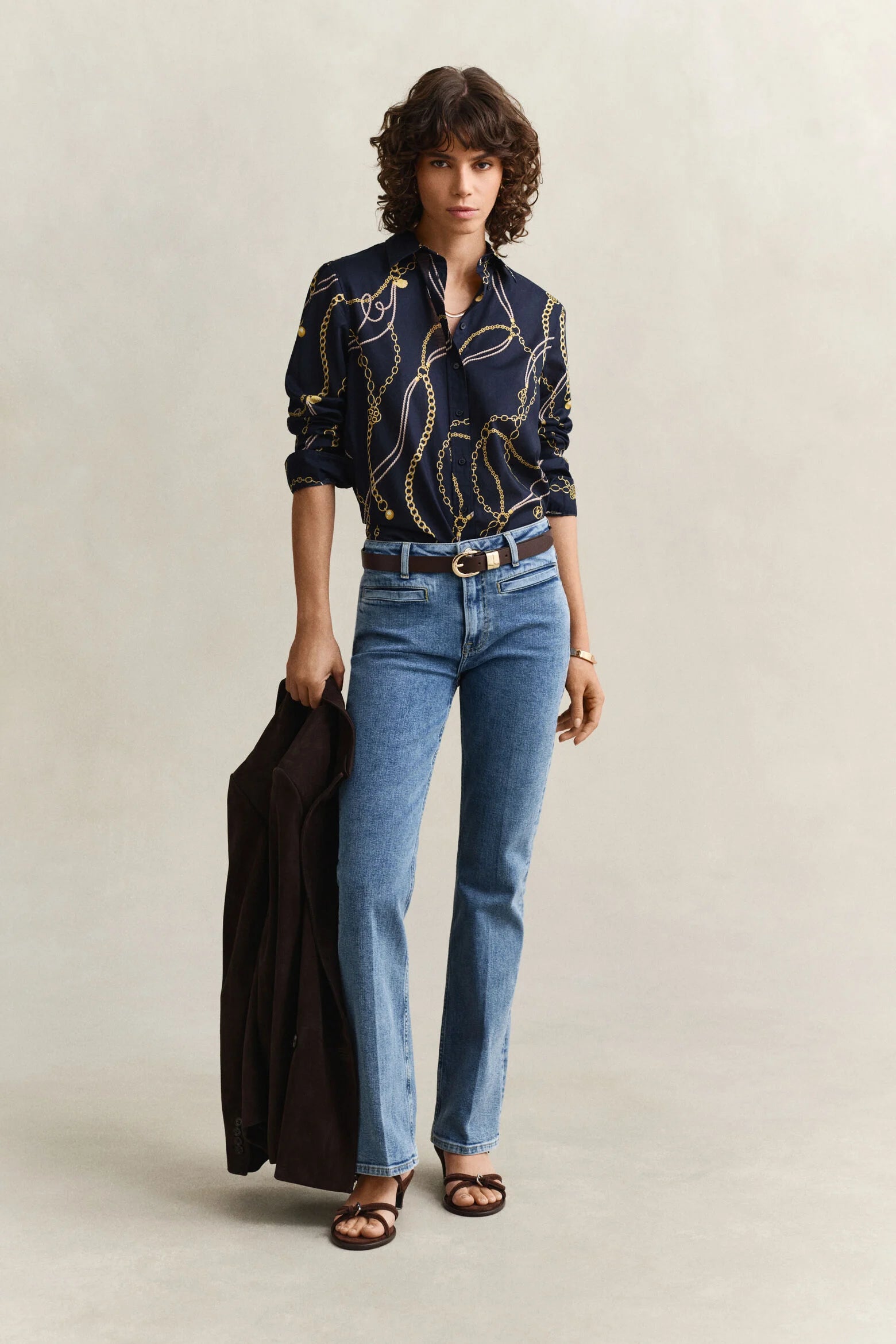 Gant naisten paitapusero Reg Printed CTN Voile Shirt, sininen kuosi